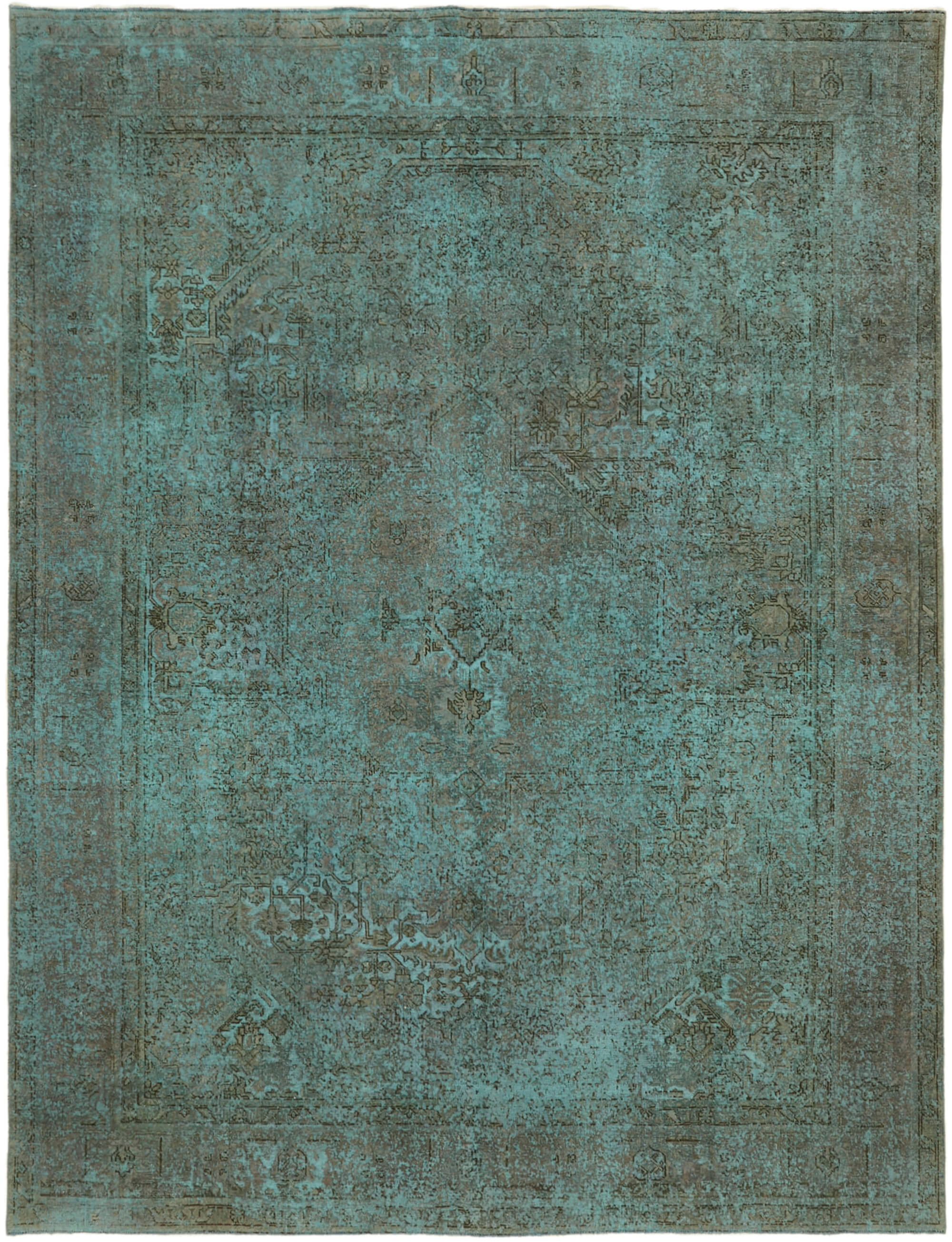 10 x 13 Turquoise Overdyed Large Area Rug - 7228