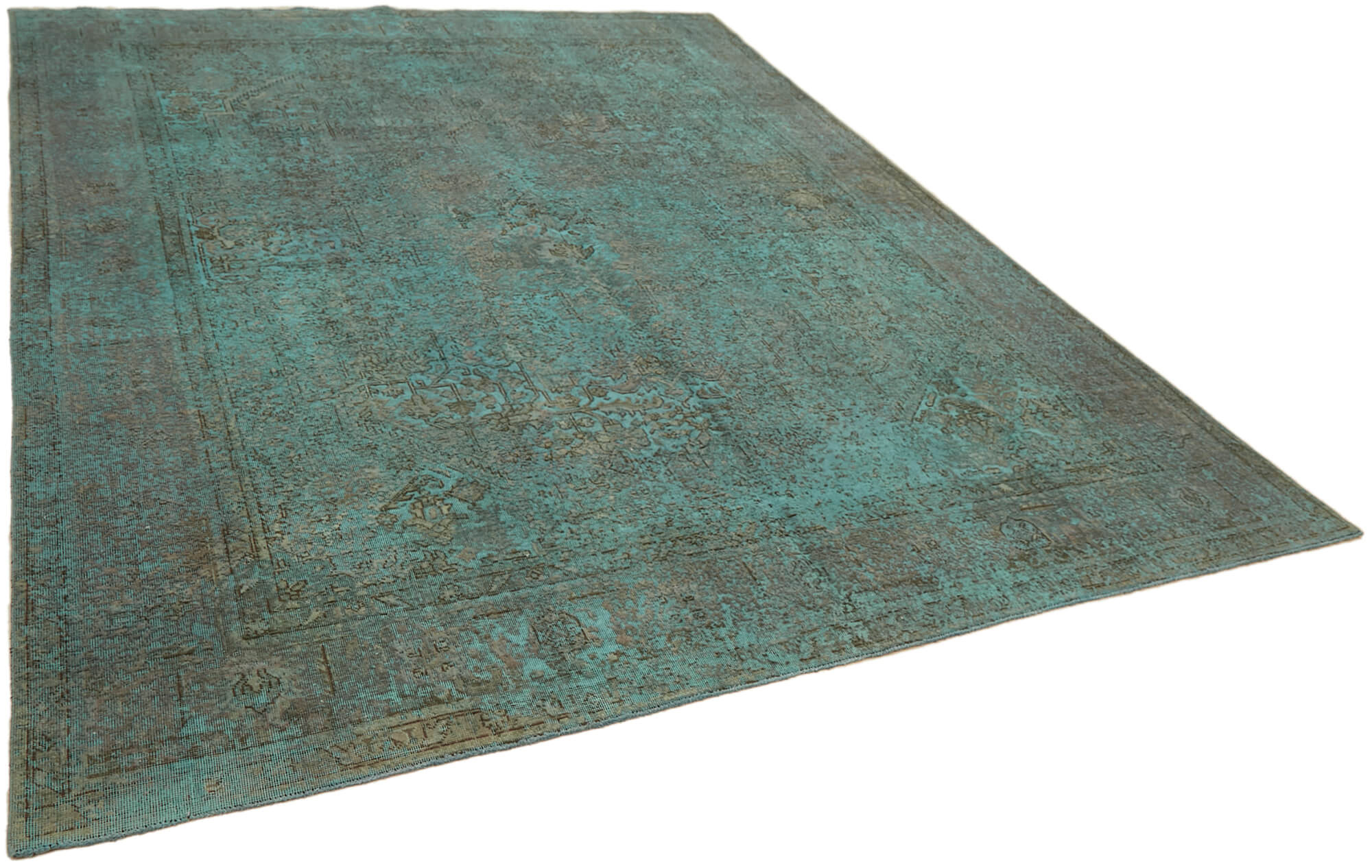 10 x 13 Turquoise Overdyed Large Area Rug - 7228