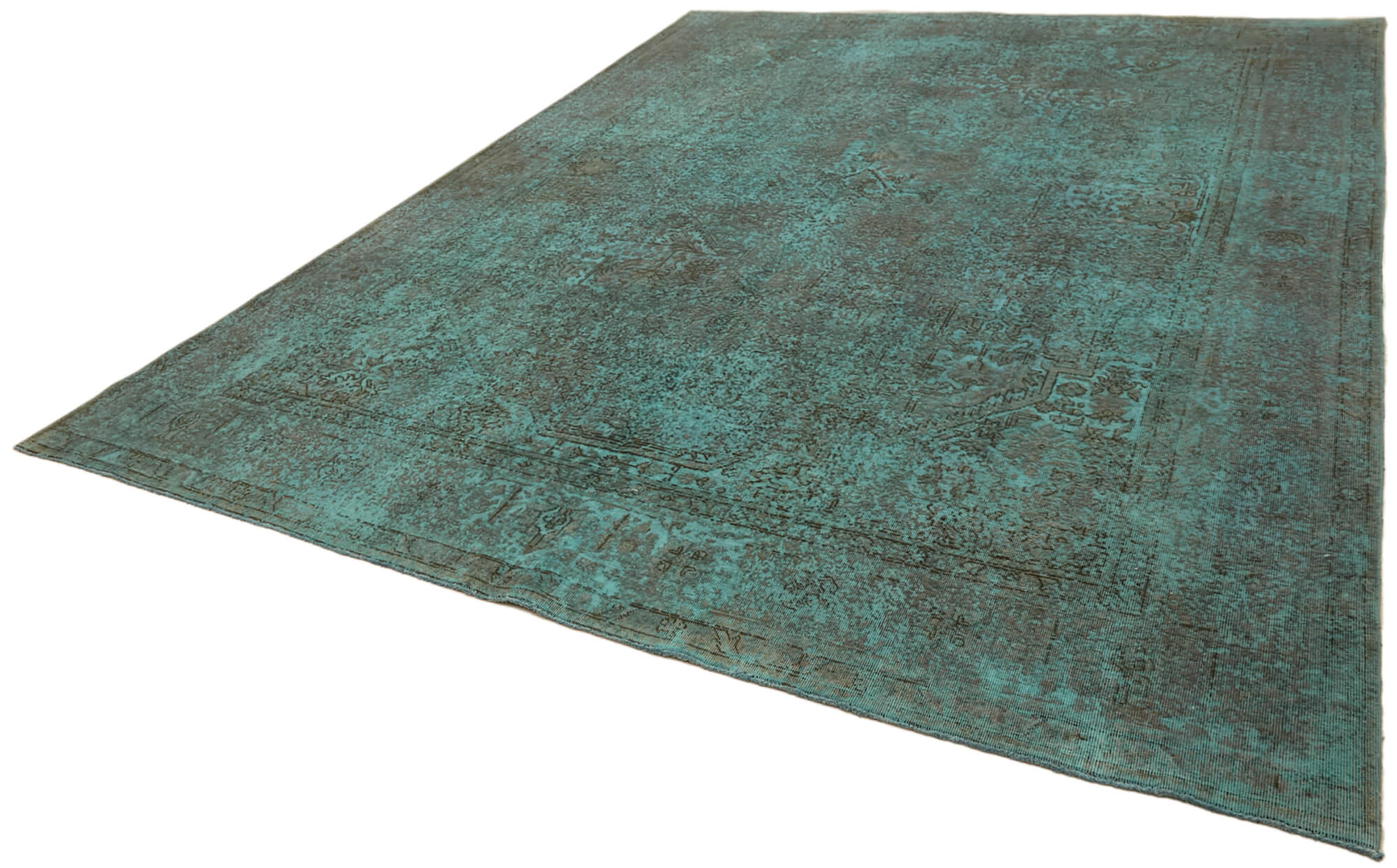 10 x 13 Turquoise Overdyed Large Area Rug - 7228