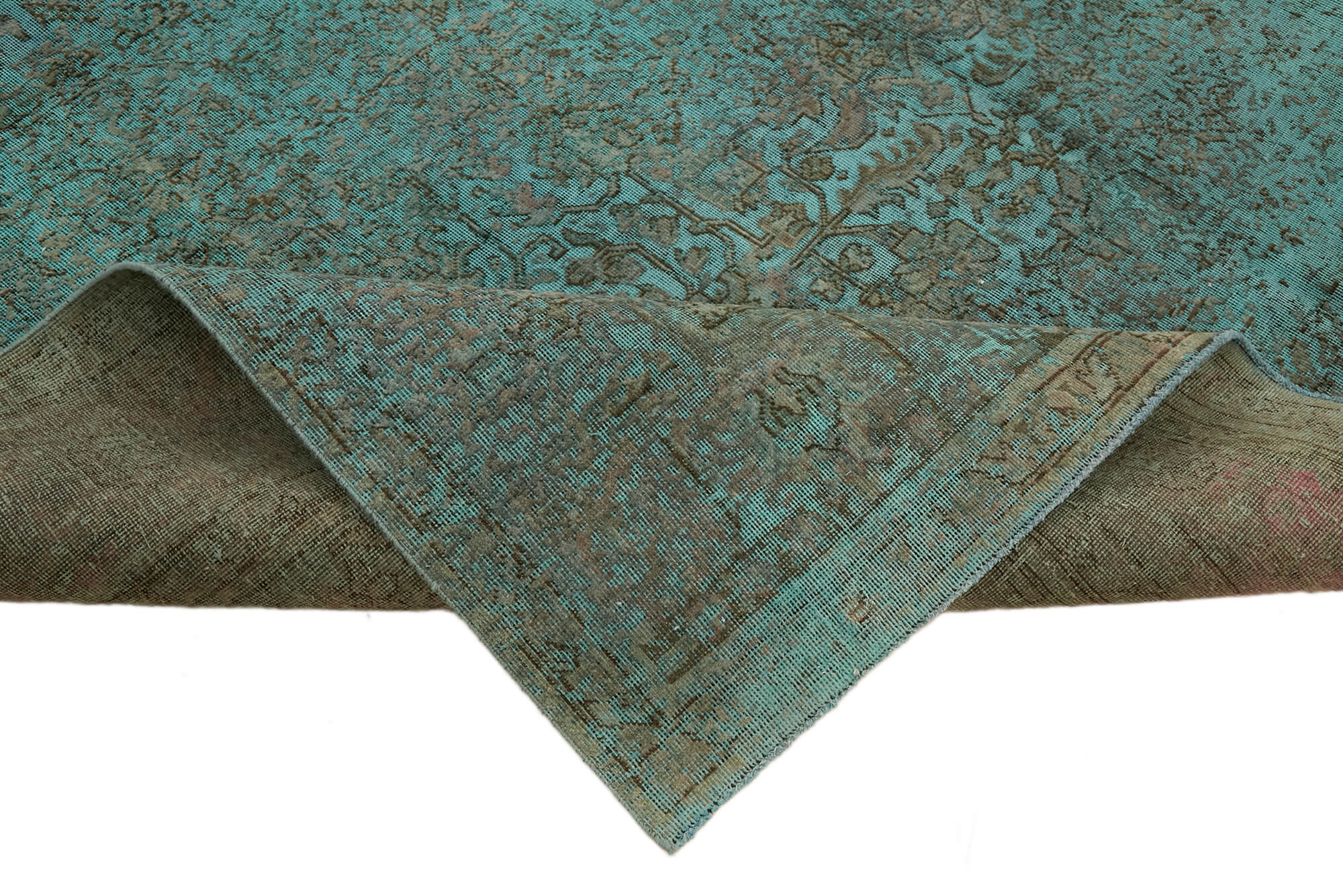 10 x 13 Turquoise Overdyed Large Area Rug - 7228