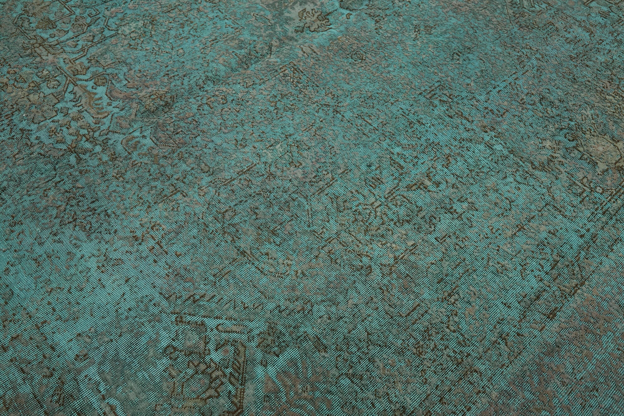 10 x 13 Turquoise Overdyed Large Area Rug - 7228