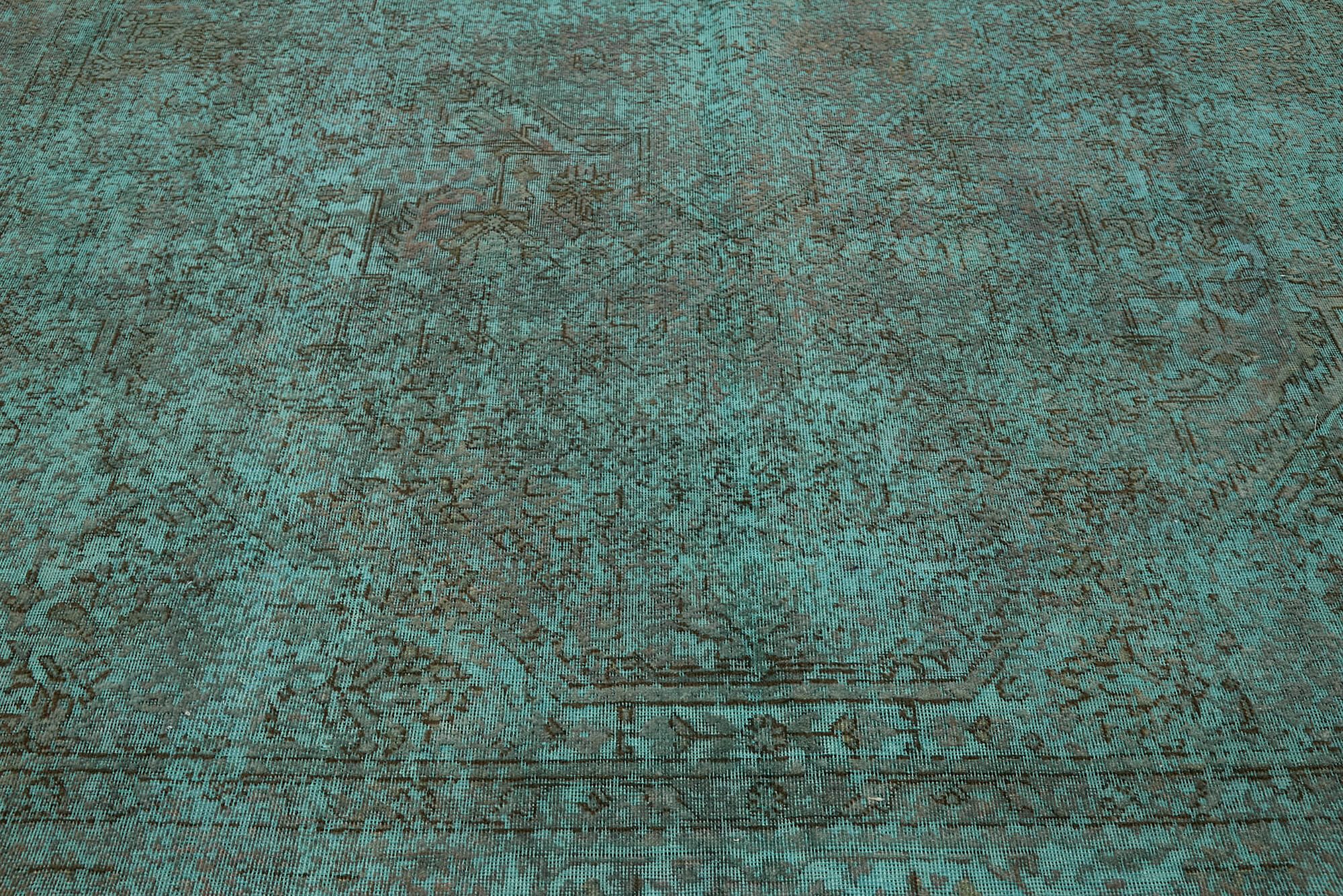 10 x 13 Turquoise Overdyed Large Area Rug - 7228