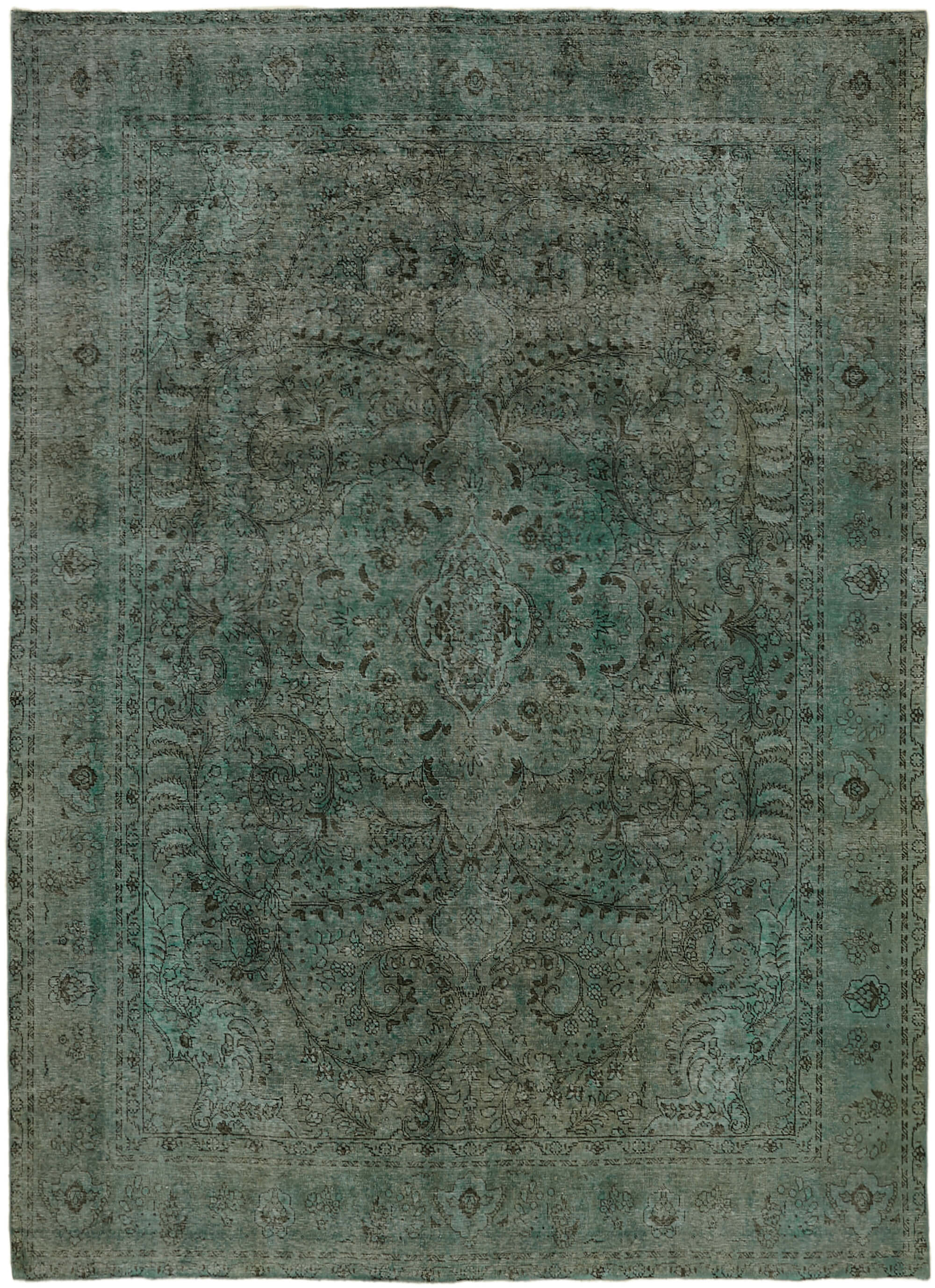 10 x 13 Turquoise Overdyed Large Area Rug - 7232