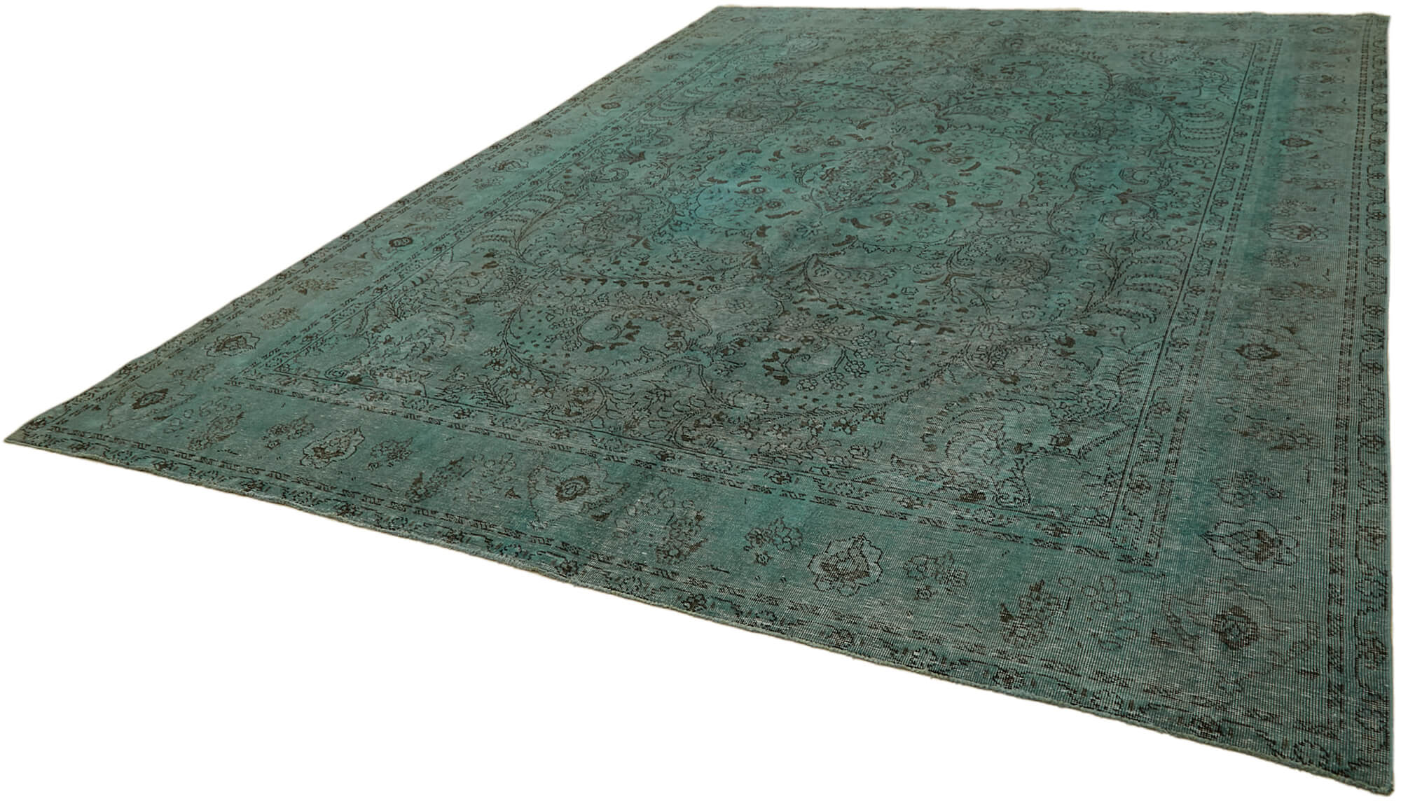 10 x 13 Turquoise Overdyed Large Area Rug - 7232