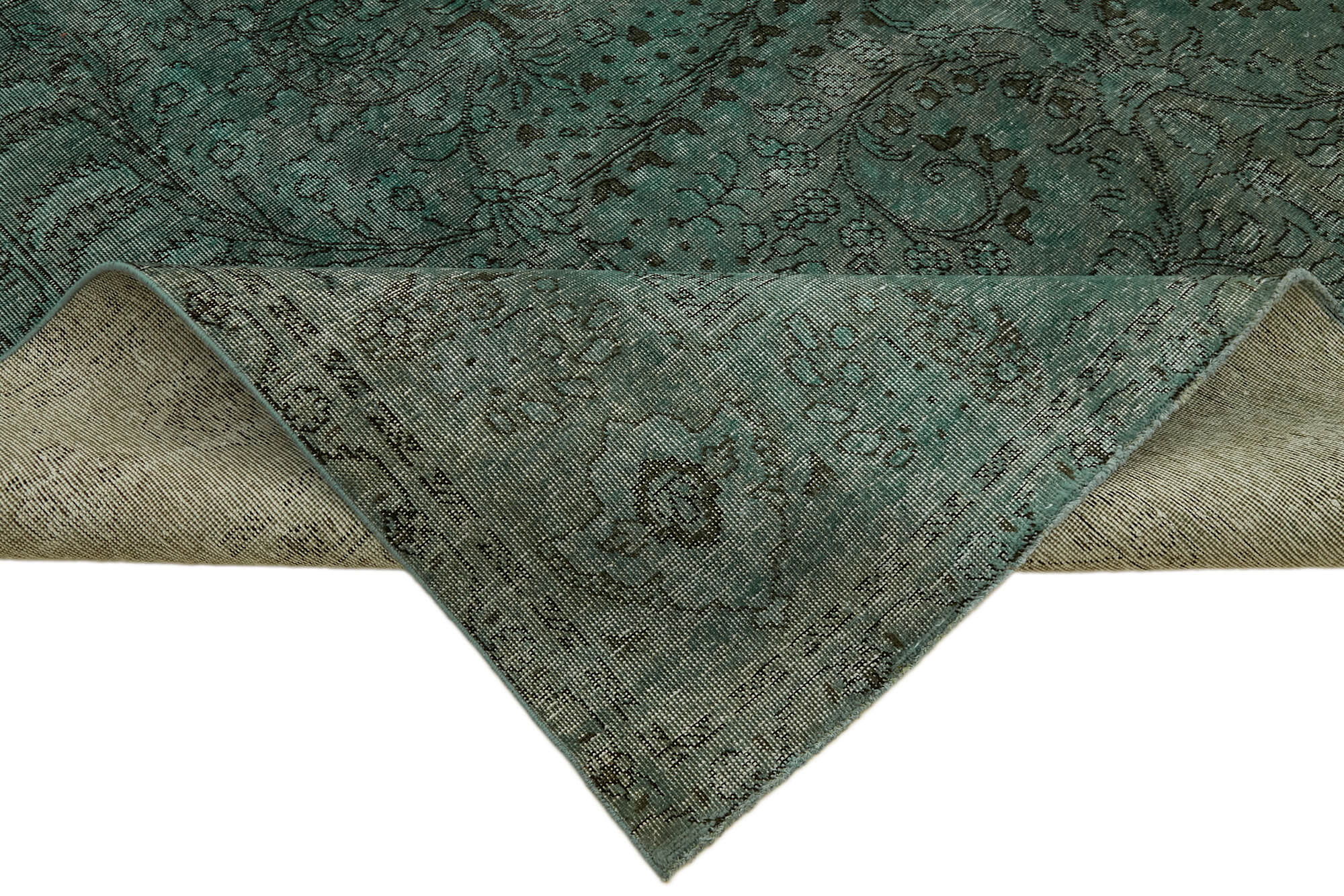 10 x 13 Turquoise Overdyed Large Area Rug - 7232