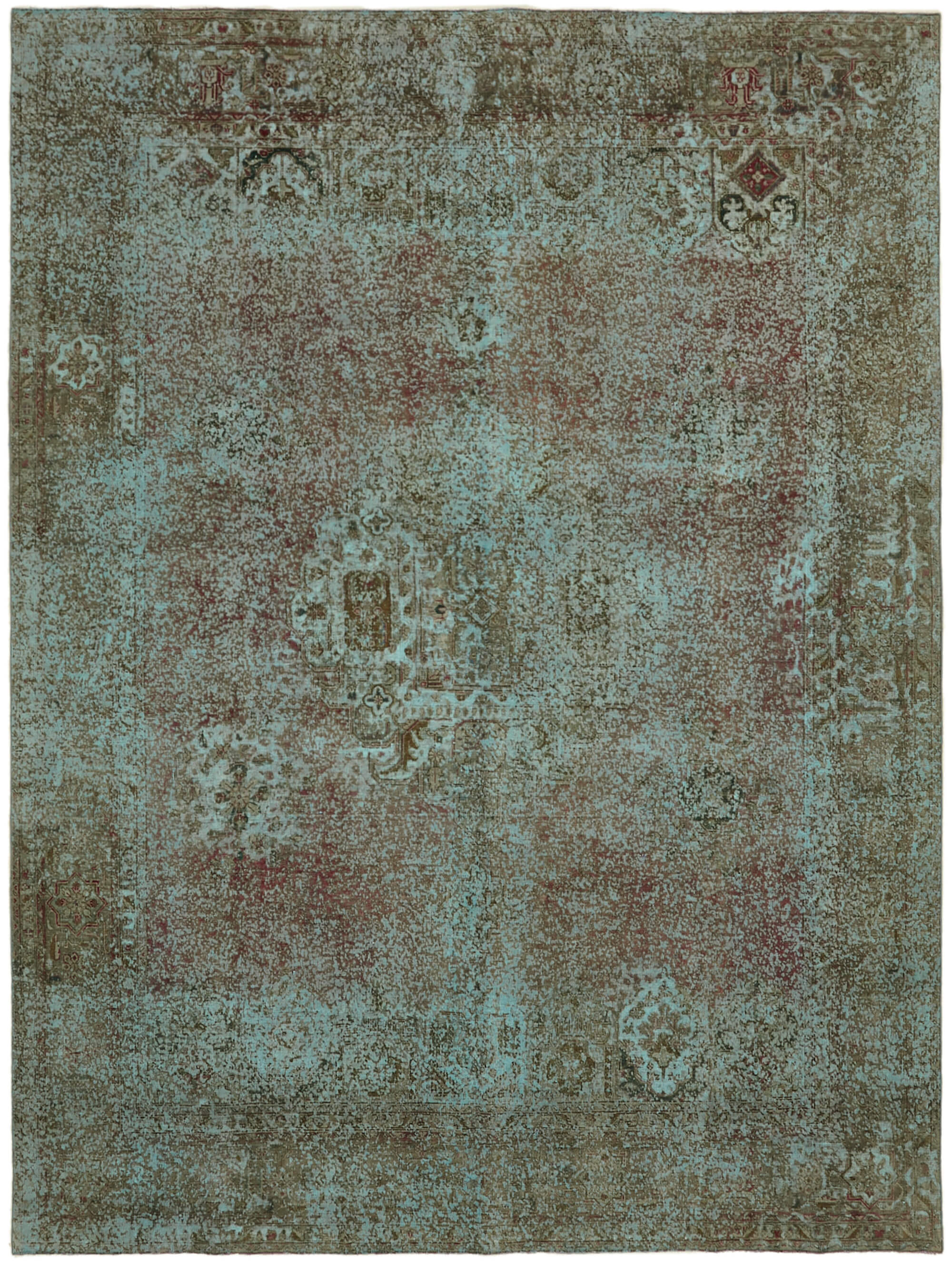 9 x 12 Turquoise Overdyed Large Area Rug - 7236