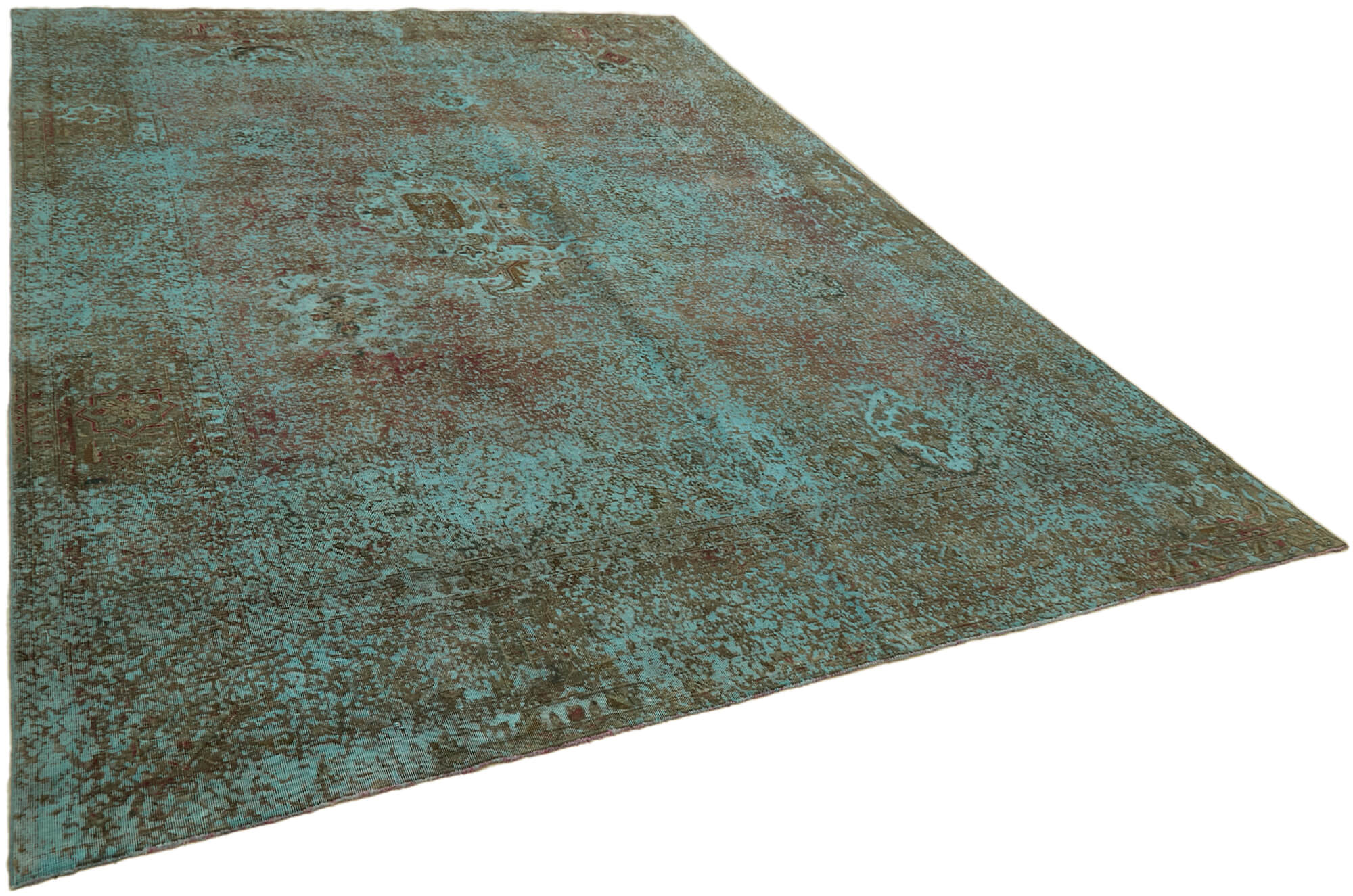 9 x 12 Turquoise Overdyed Large Area Rug - 7236