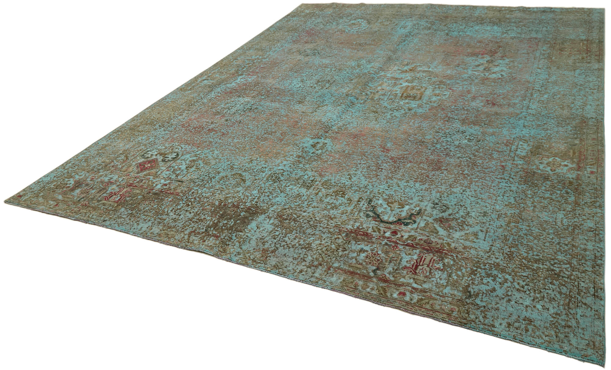 9 x 12 Turquoise Overdyed Large Area Rug - 7236