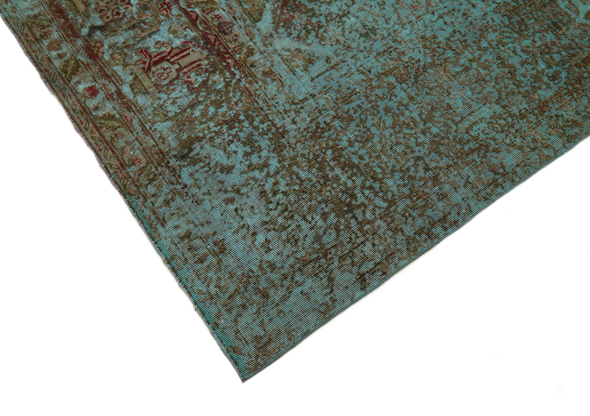 9 x 12 Turquoise Overdyed Large Area Rug - 7236