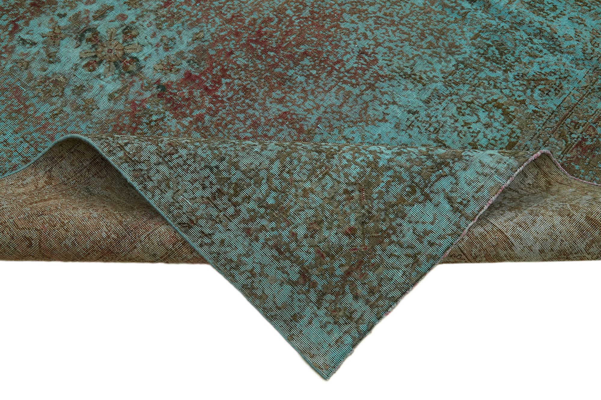 9 x 12 Turquoise Overdyed Large Area Rug - 7236