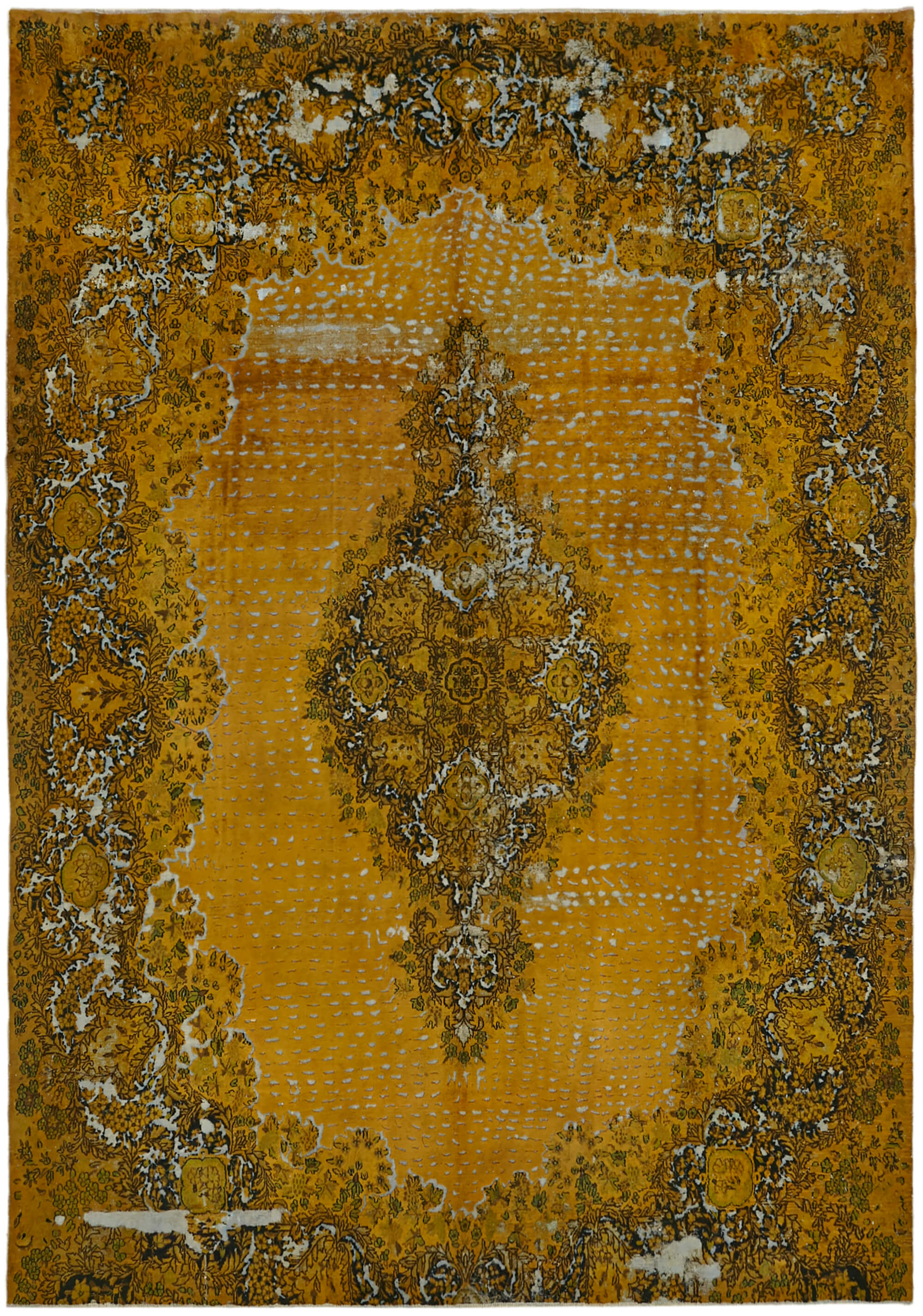 10 x 13 Yellow Overdyed Large Area Rug - 7242