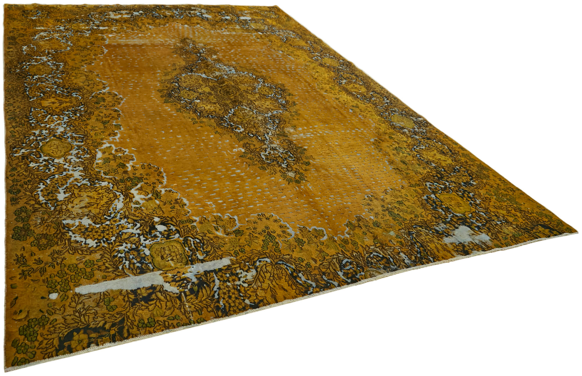 10 x 13 Yellow Overdyed Large Area Rug - 7242