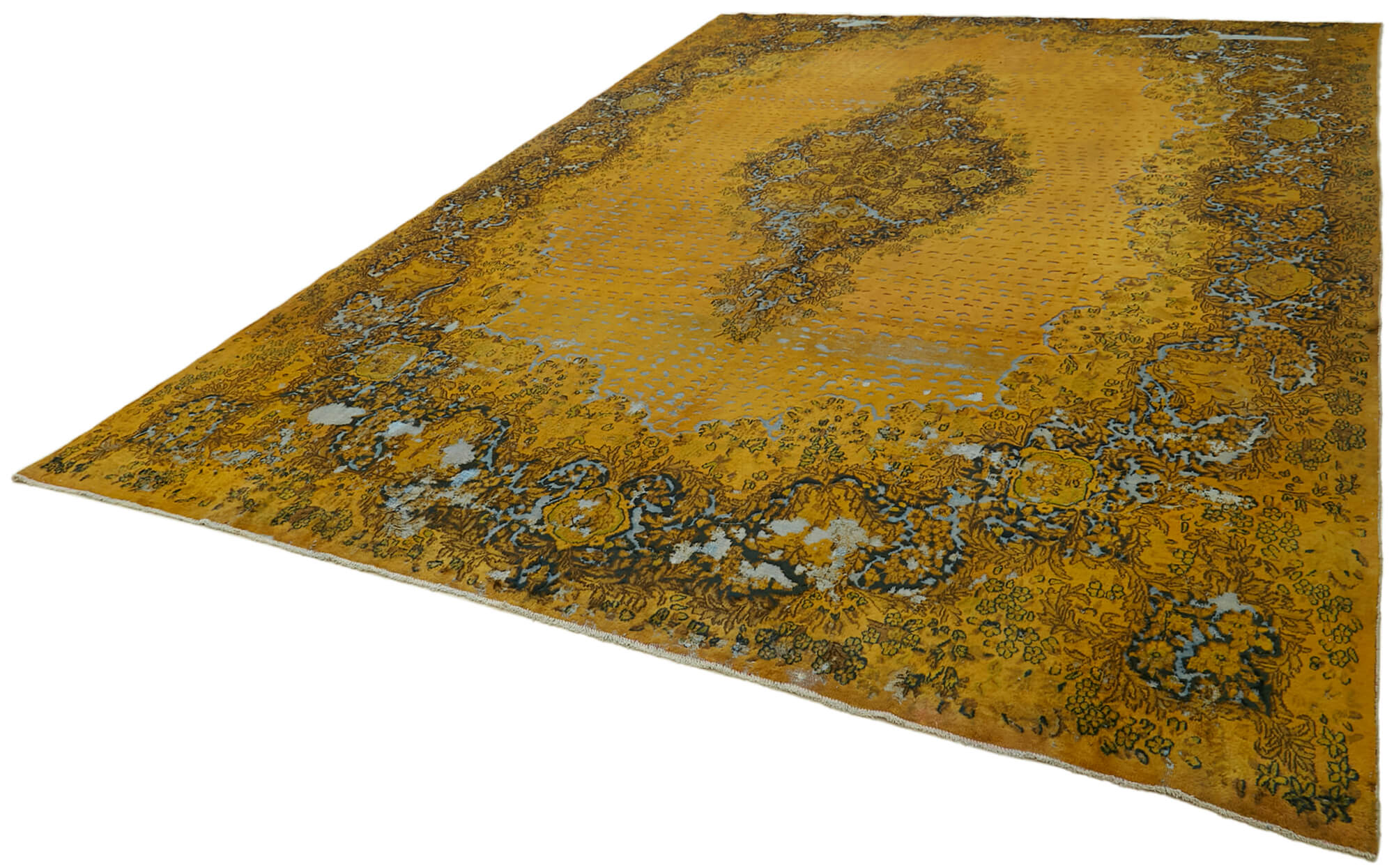 10 x 13 Yellow Overdyed Large Area Rug - 7242