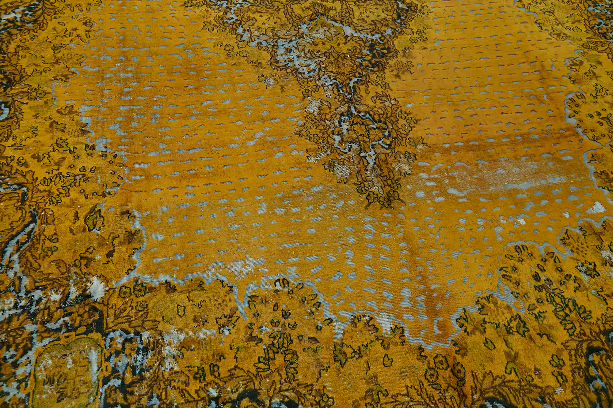 10 x 13 Yellow Overdyed Large Area Rug - 7242