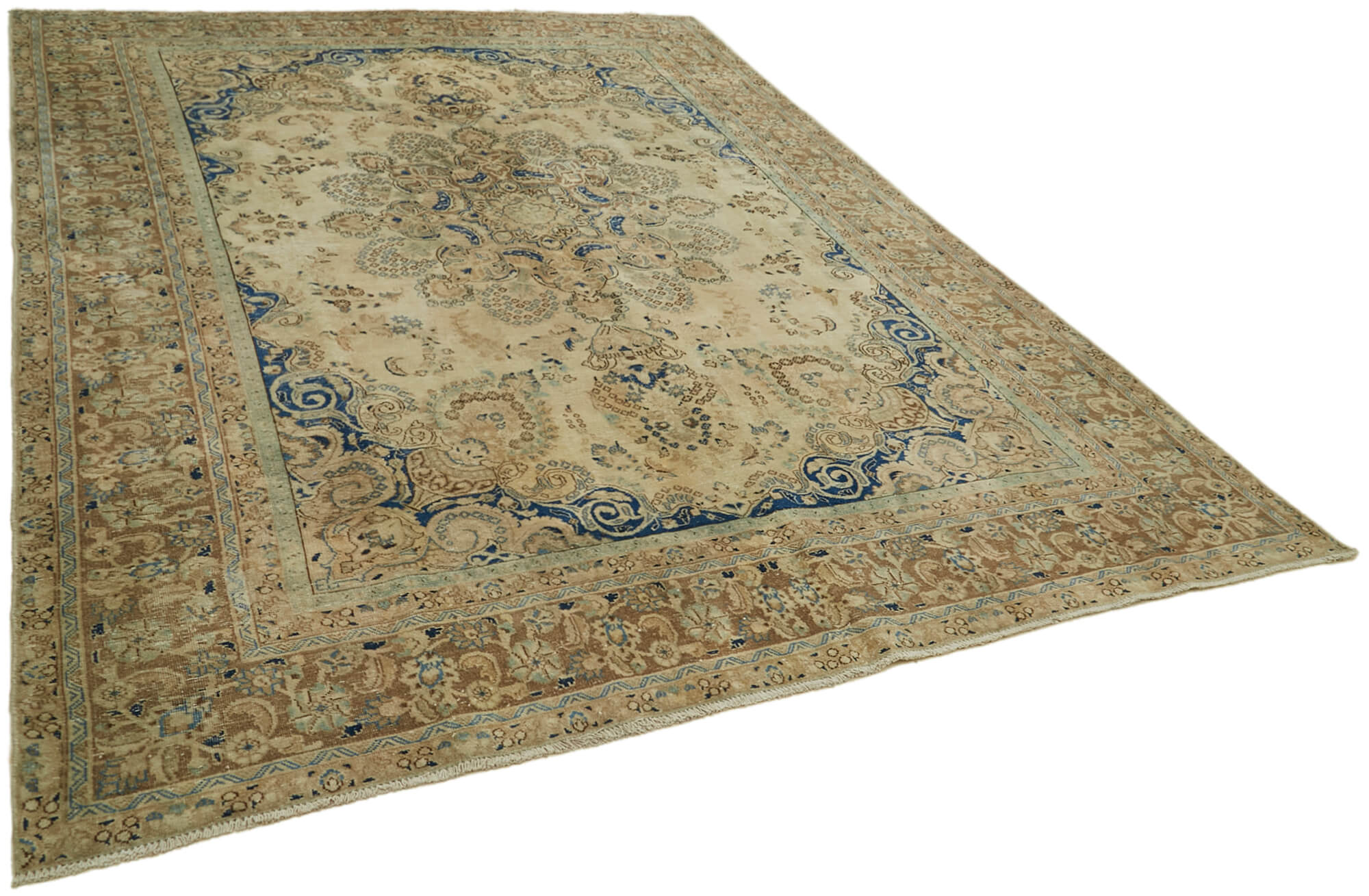 9 x 12 Beige Vintage Large Area Rug - 7244