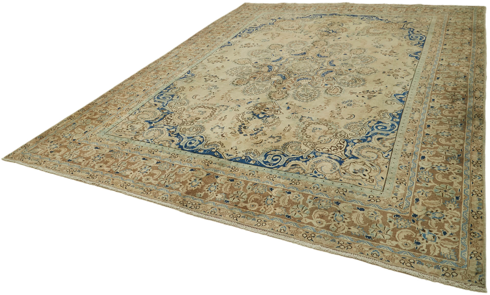 9 x 12 Beige Vintage Large Area Rug - 7244