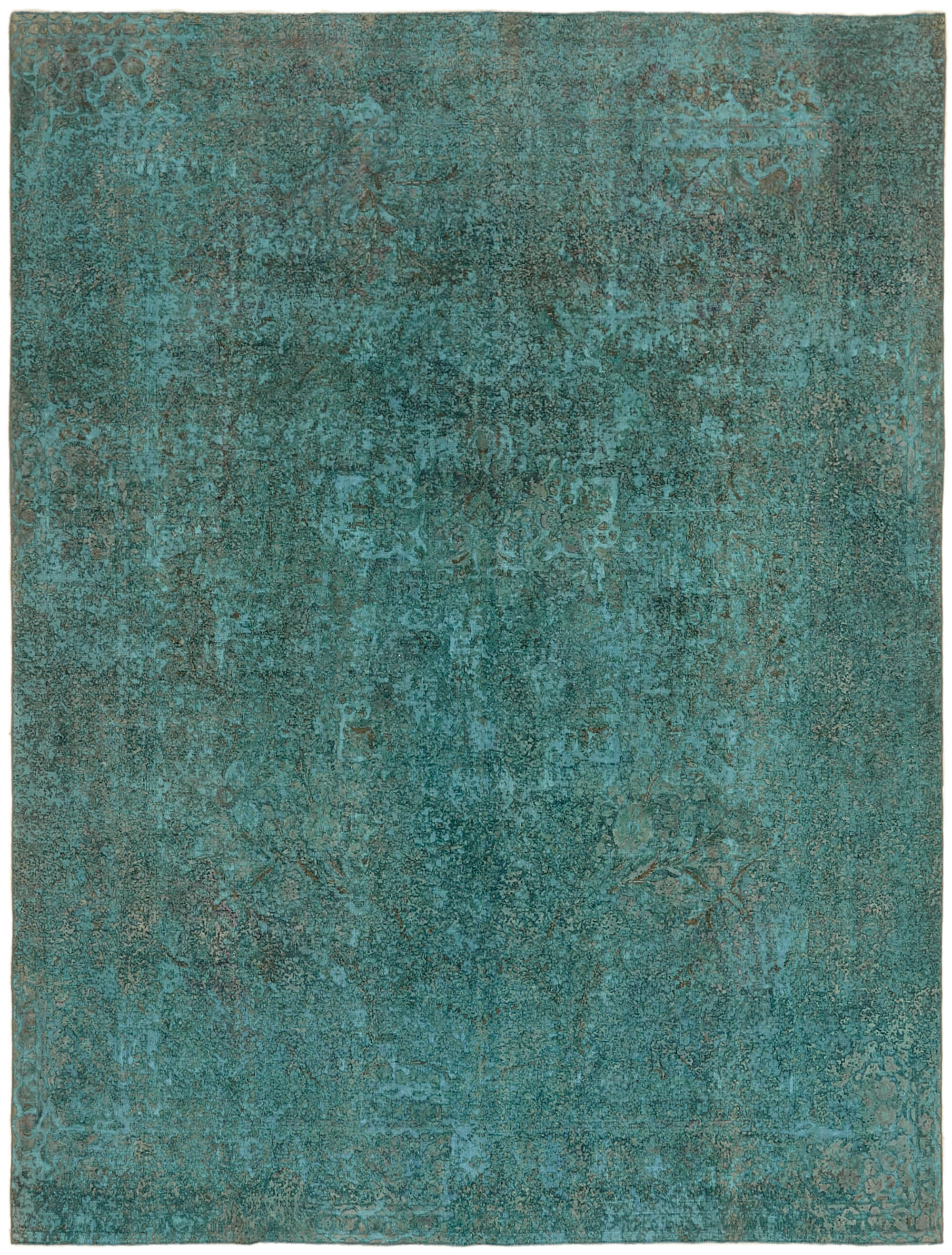 10 x 13 Turquoise Overdyed Large Area Rug - 7250