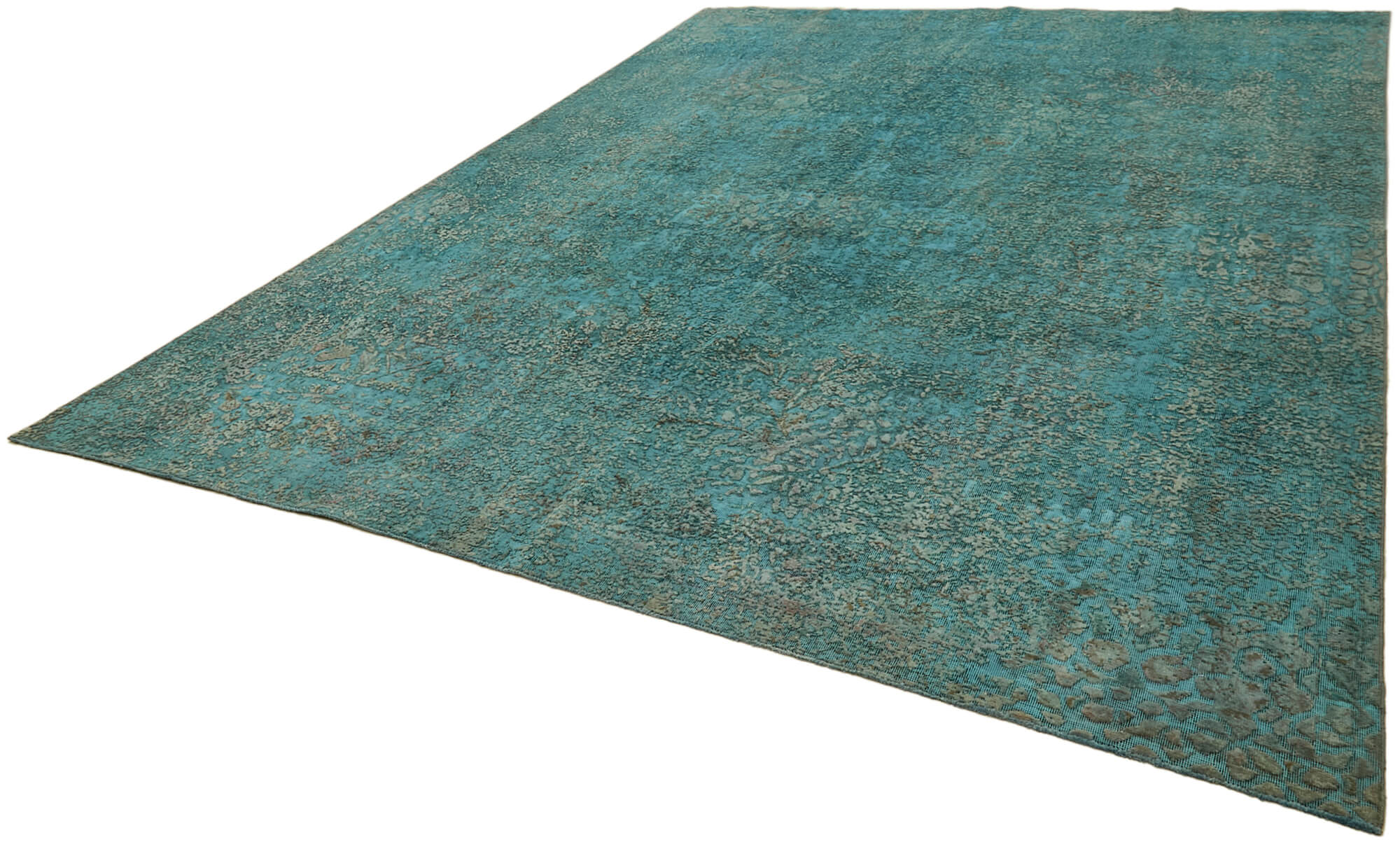 10 x 13 Turquoise Overdyed Large Area Rug - 7250