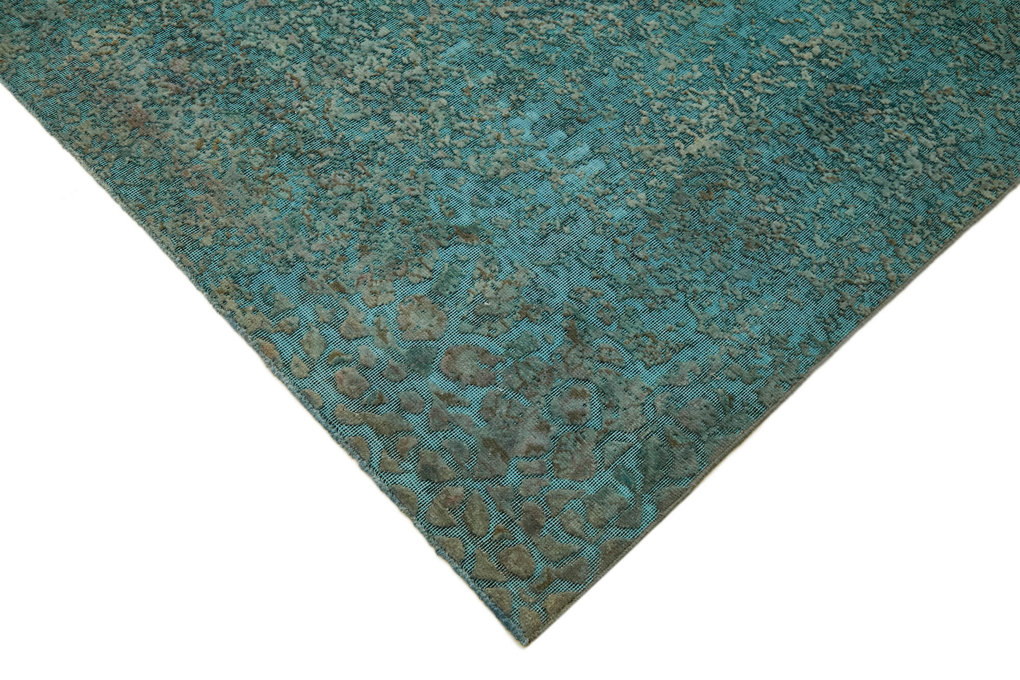 10 x 13 Turquoise Overdyed Large Area Rug - 7250