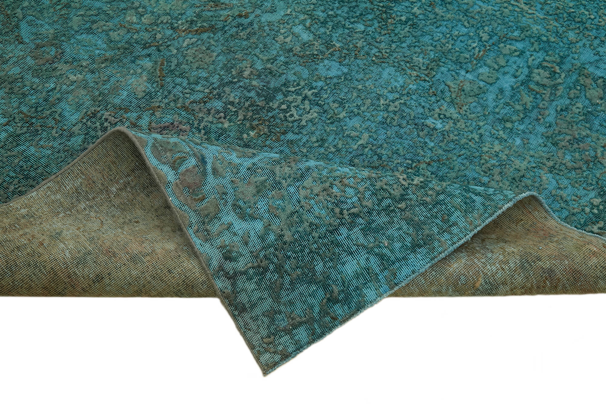 10 x 13 Turquoise Overdyed Large Area Rug - 7250