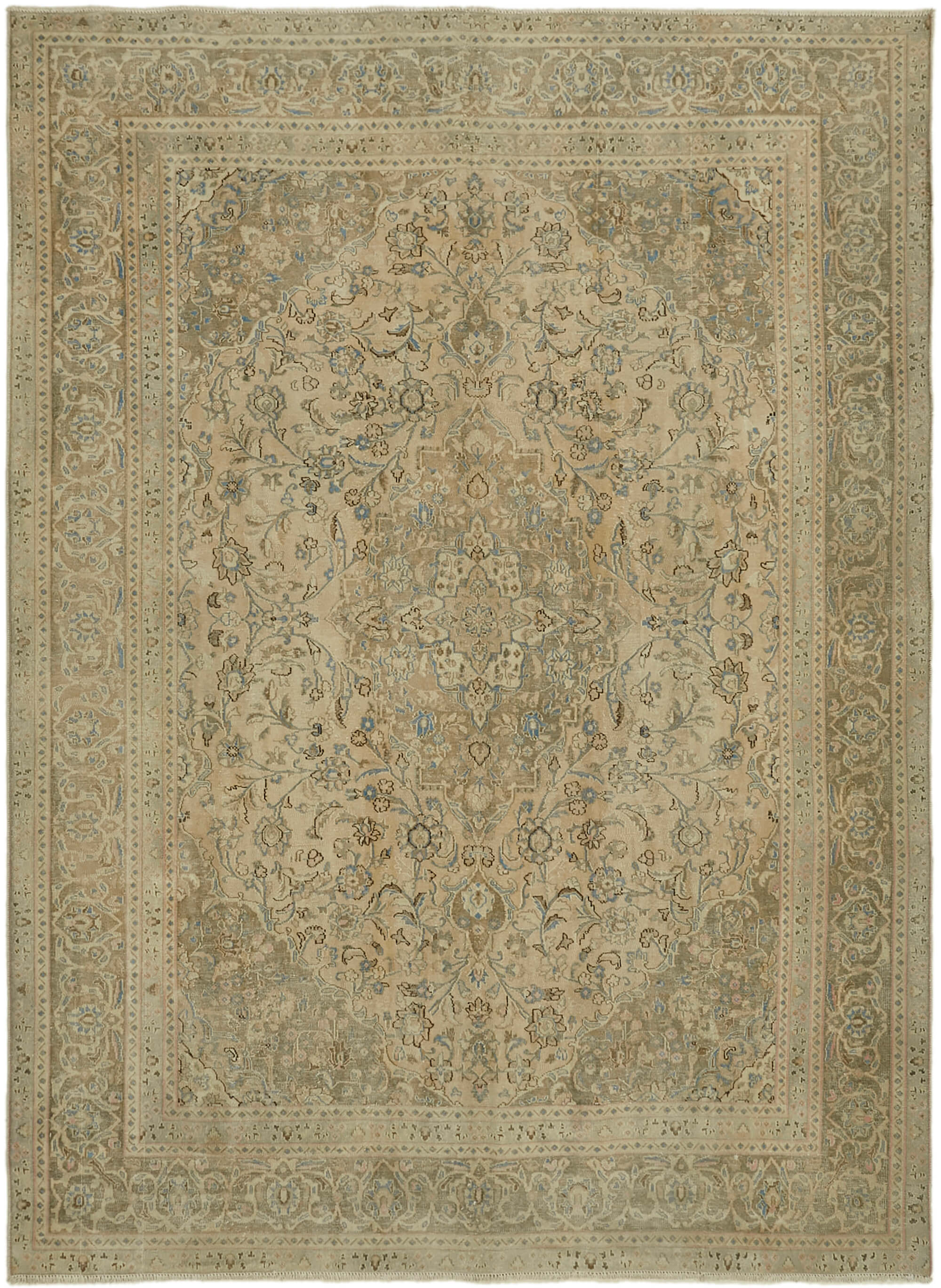 9 x 12 Beige Vintage Large Area Rug - 7254