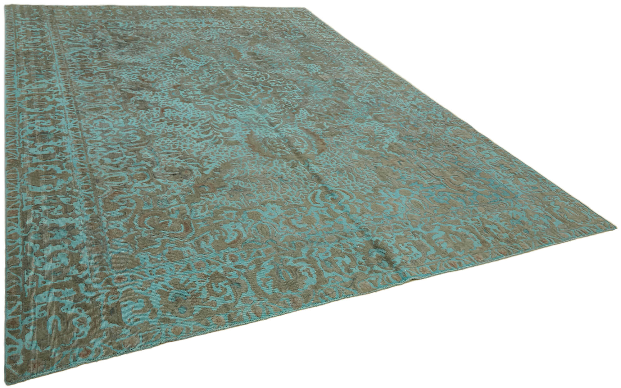 10 x 12 Turquoise Overdyed Large Area Rug - 7257