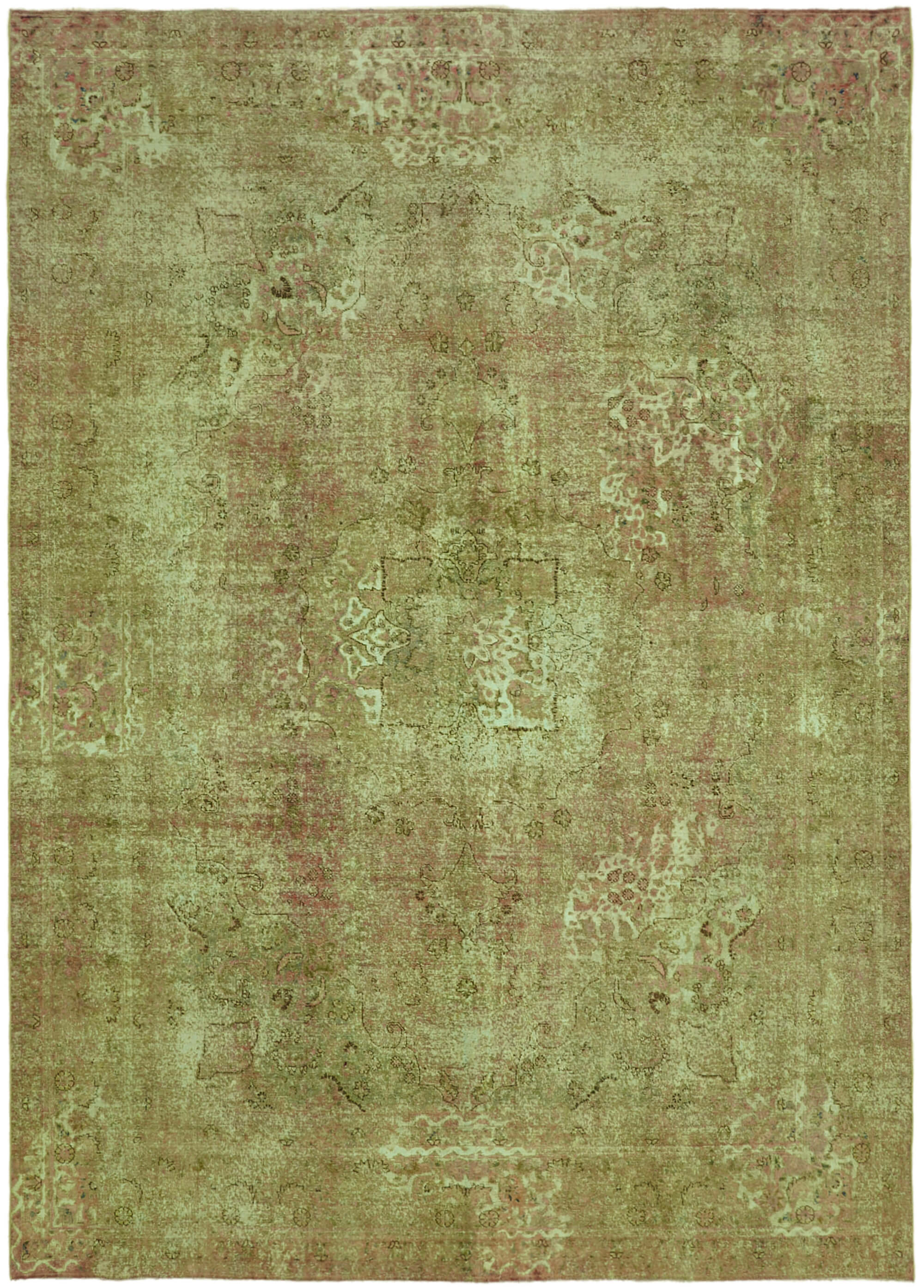 9 x 13 Green Overdyed Large Area Rug - 7258