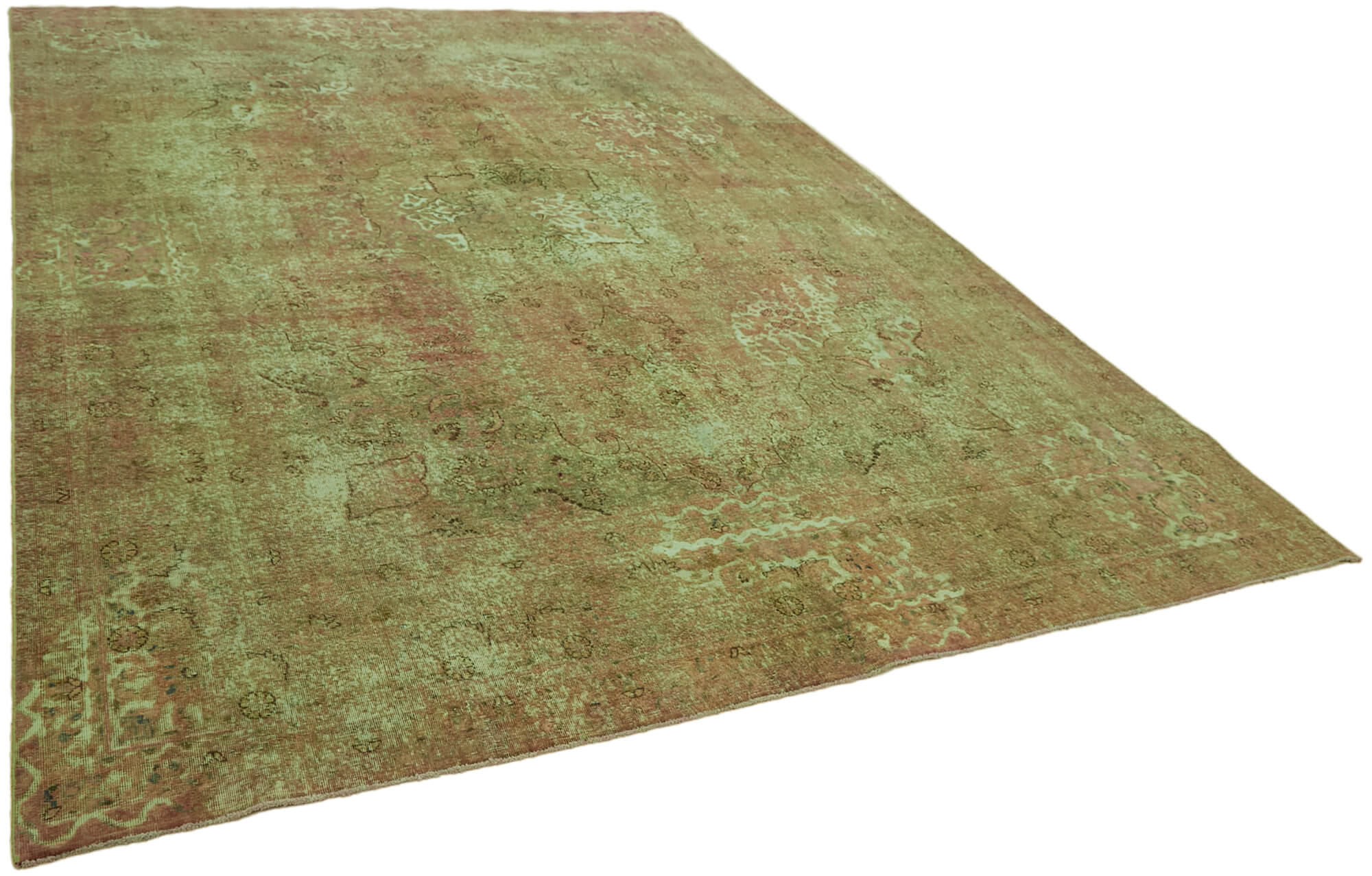 9 x 13 Green Overdyed Large Area Rug - 7258