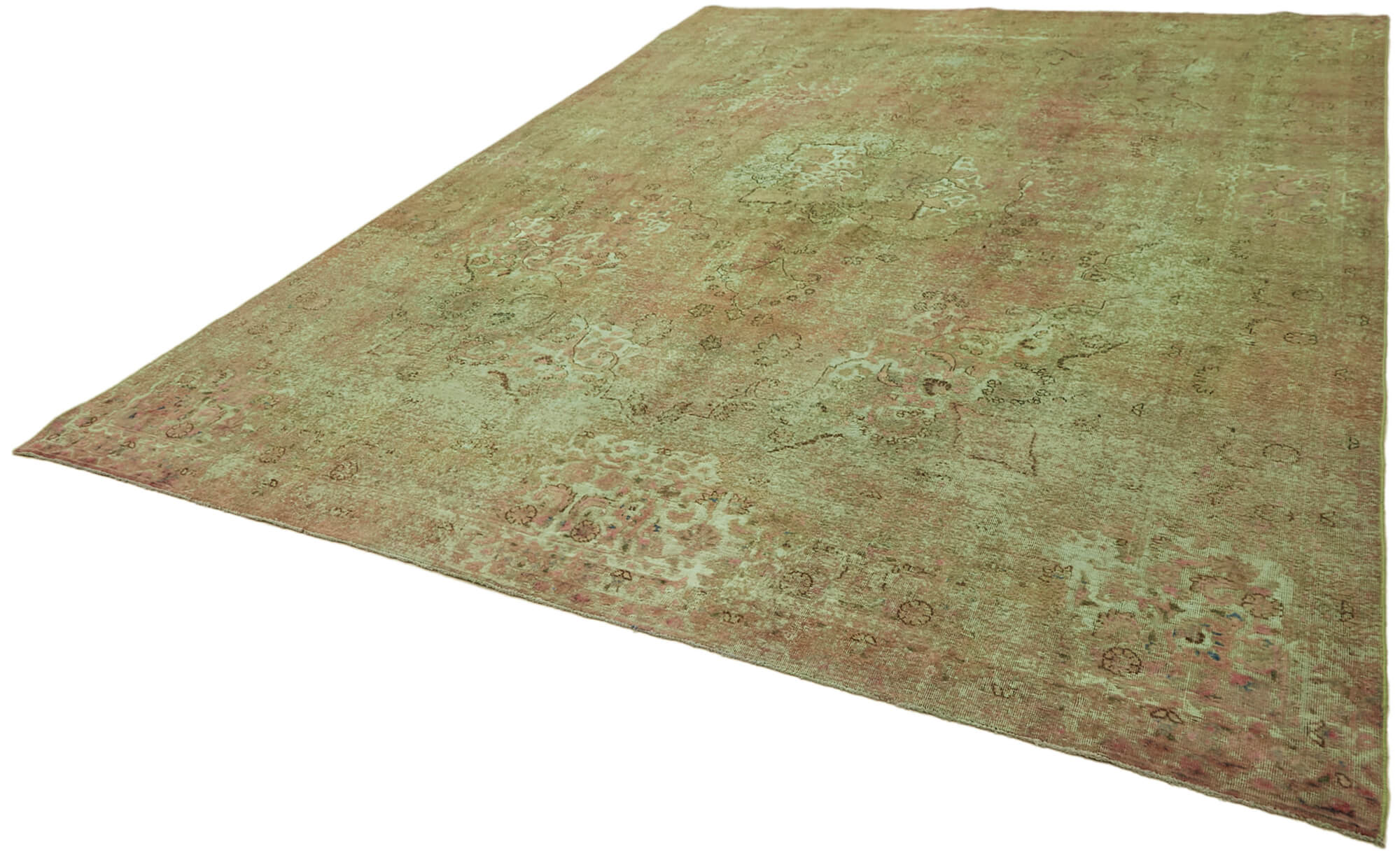 9 x 13 Green Overdyed Large Area Rug - 7258