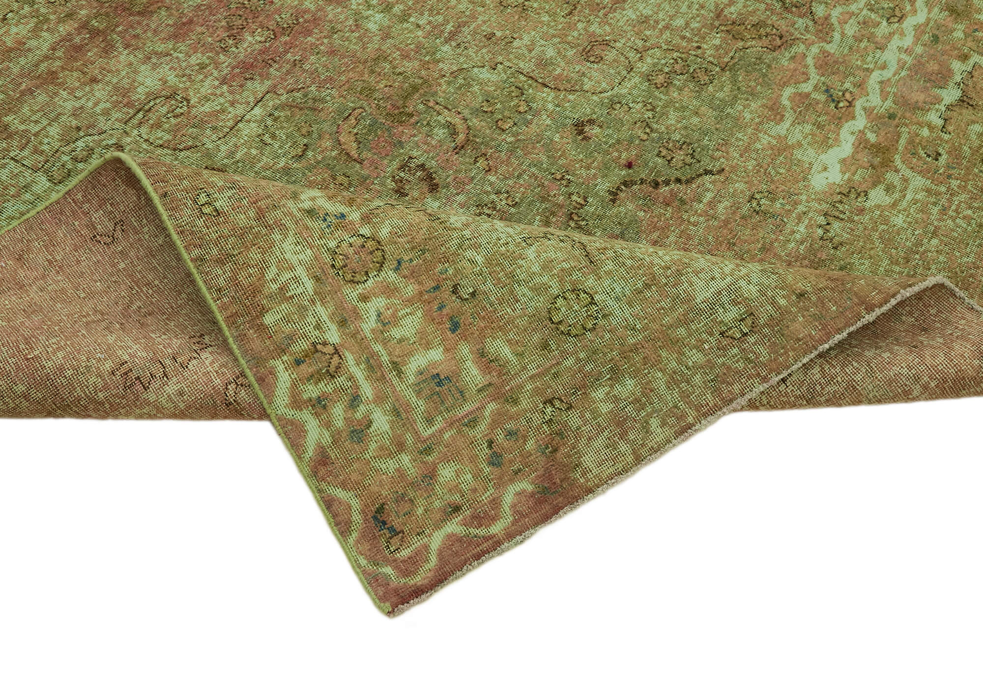 9 x 13 Green Overdyed Large Area Rug - 7258