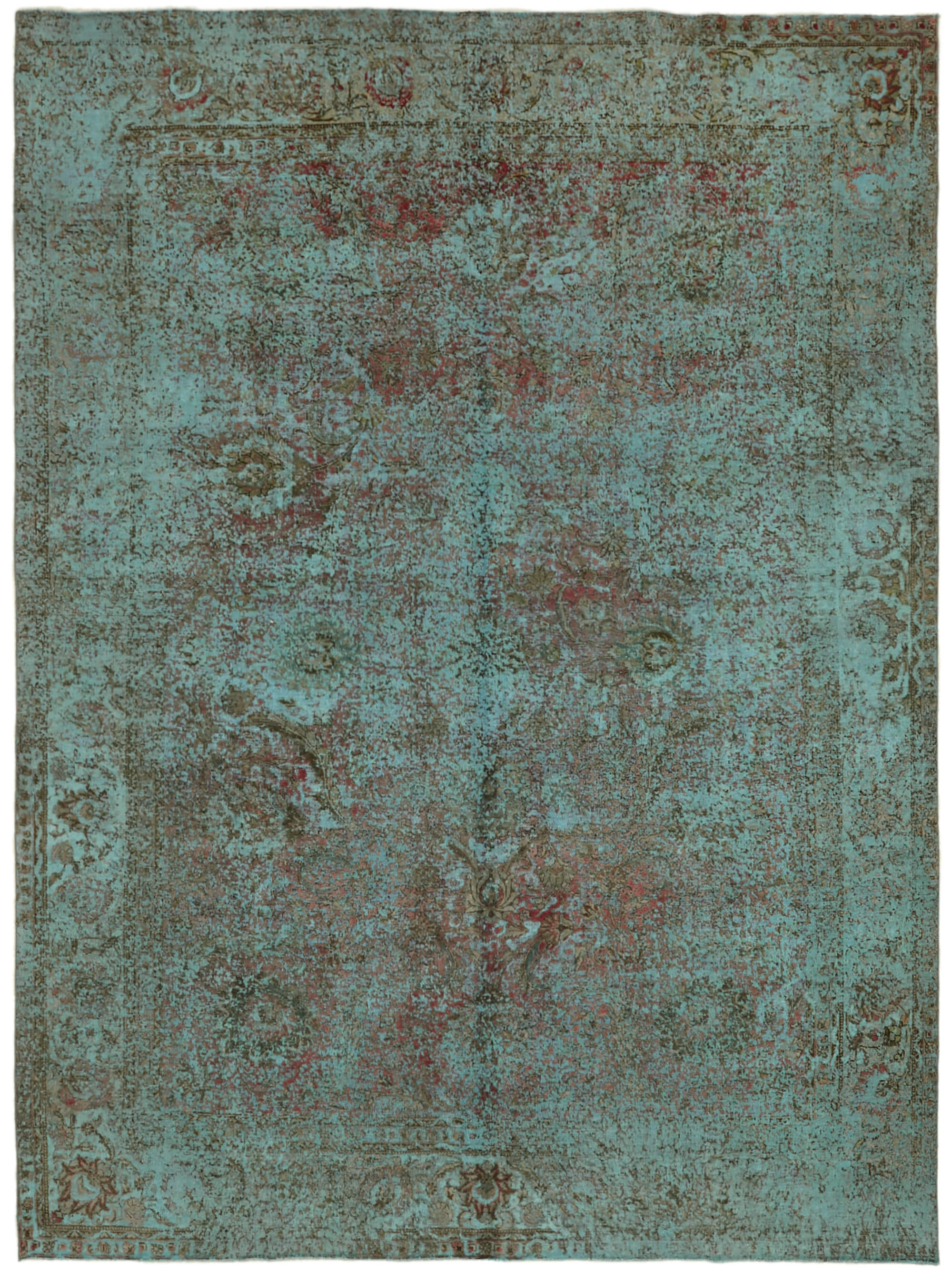 9 x 13 Turquoise Overdyed Large Area Rug - 7260