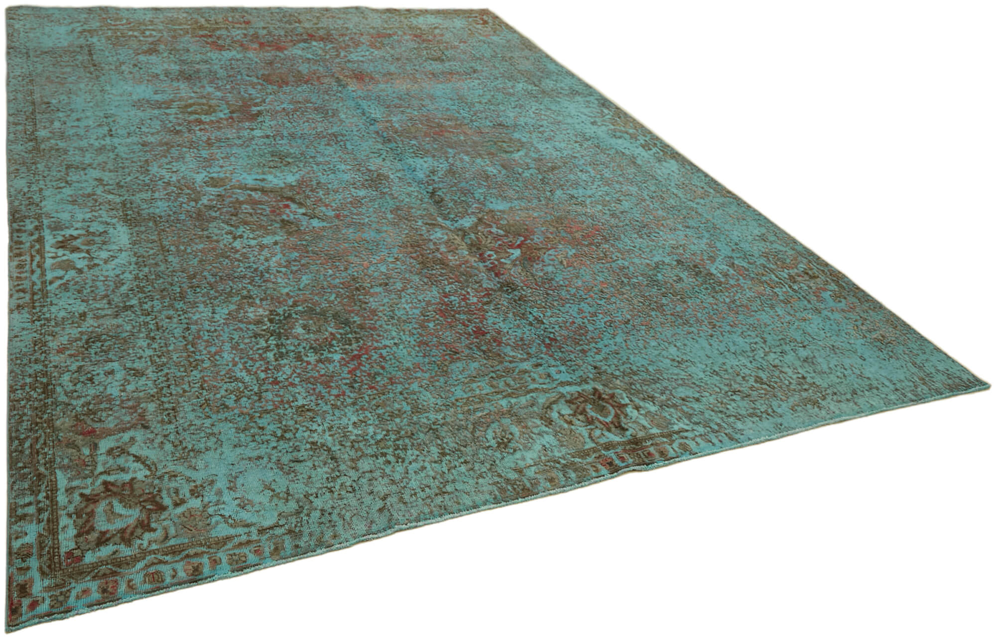 9 x 13 Turquoise Overdyed Large Area Rug - 7260