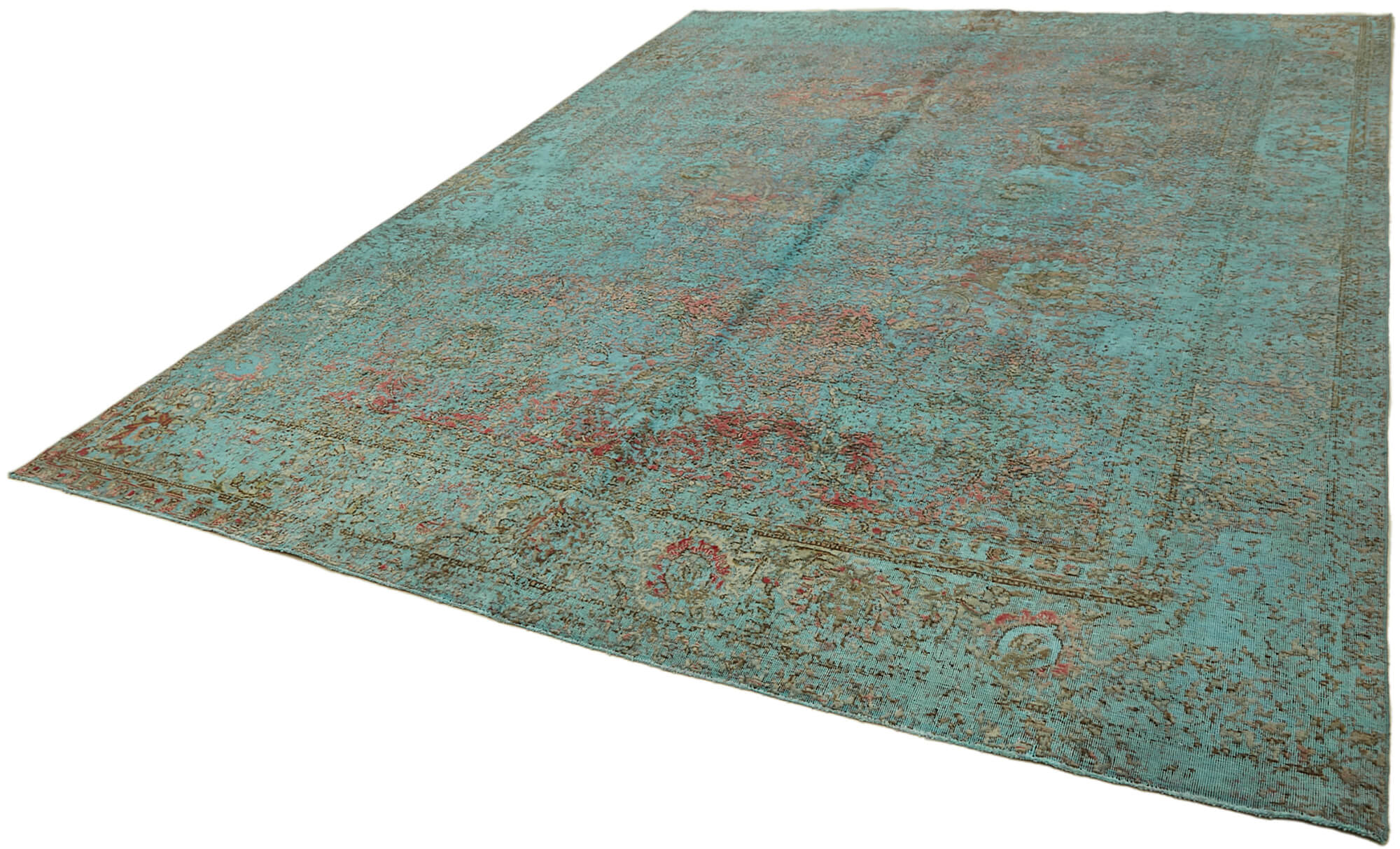 9 x 13 Turquoise Overdyed Large Area Rug - 7260