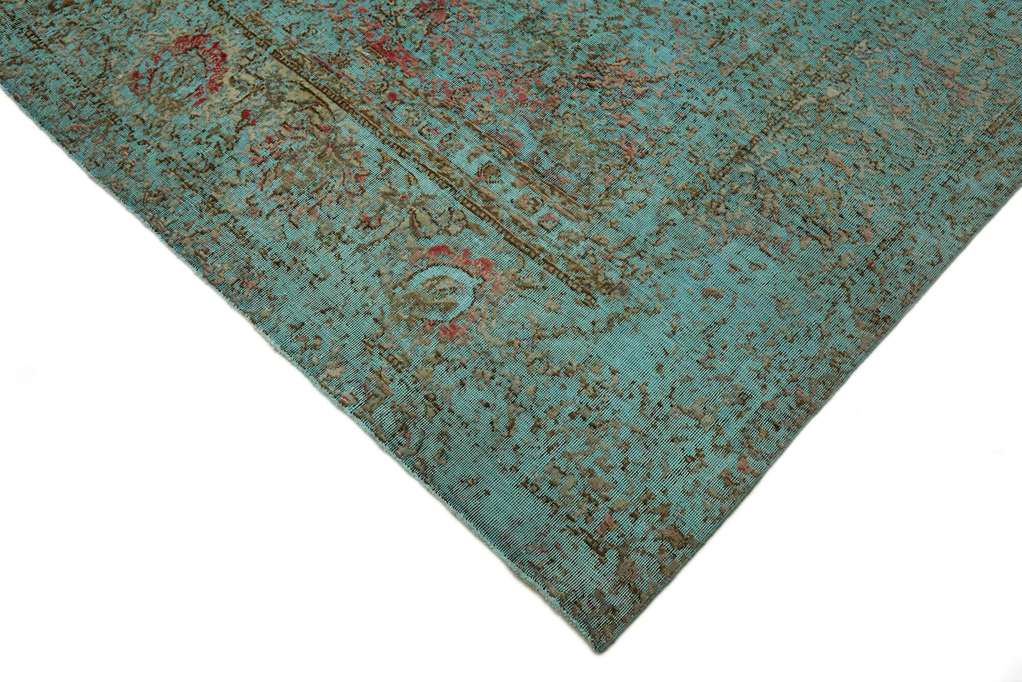 9 x 13 Turquoise Overdyed Large Area Rug - 7260