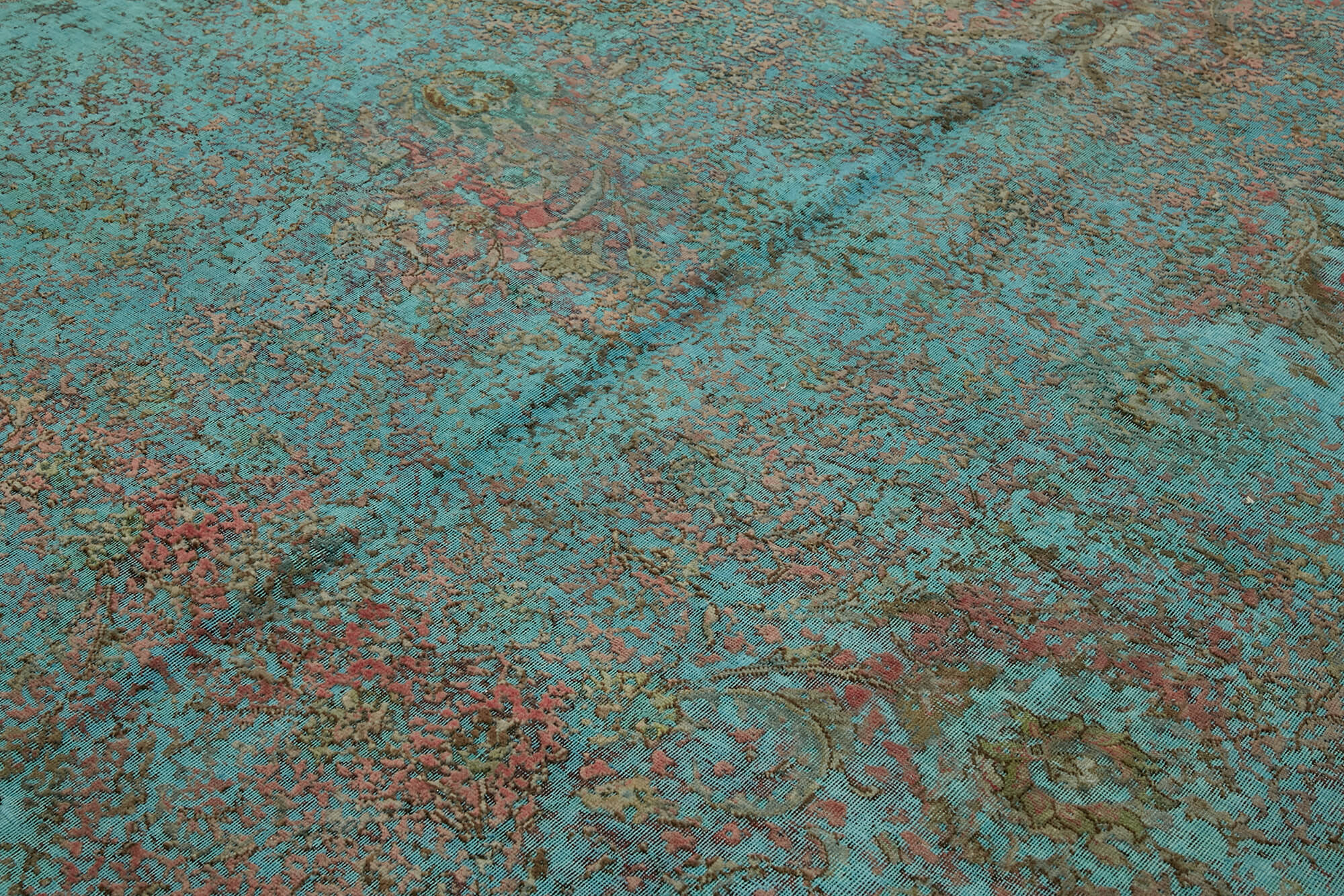 9 x 13 Turquoise Overdyed Large Area Rug - 7260