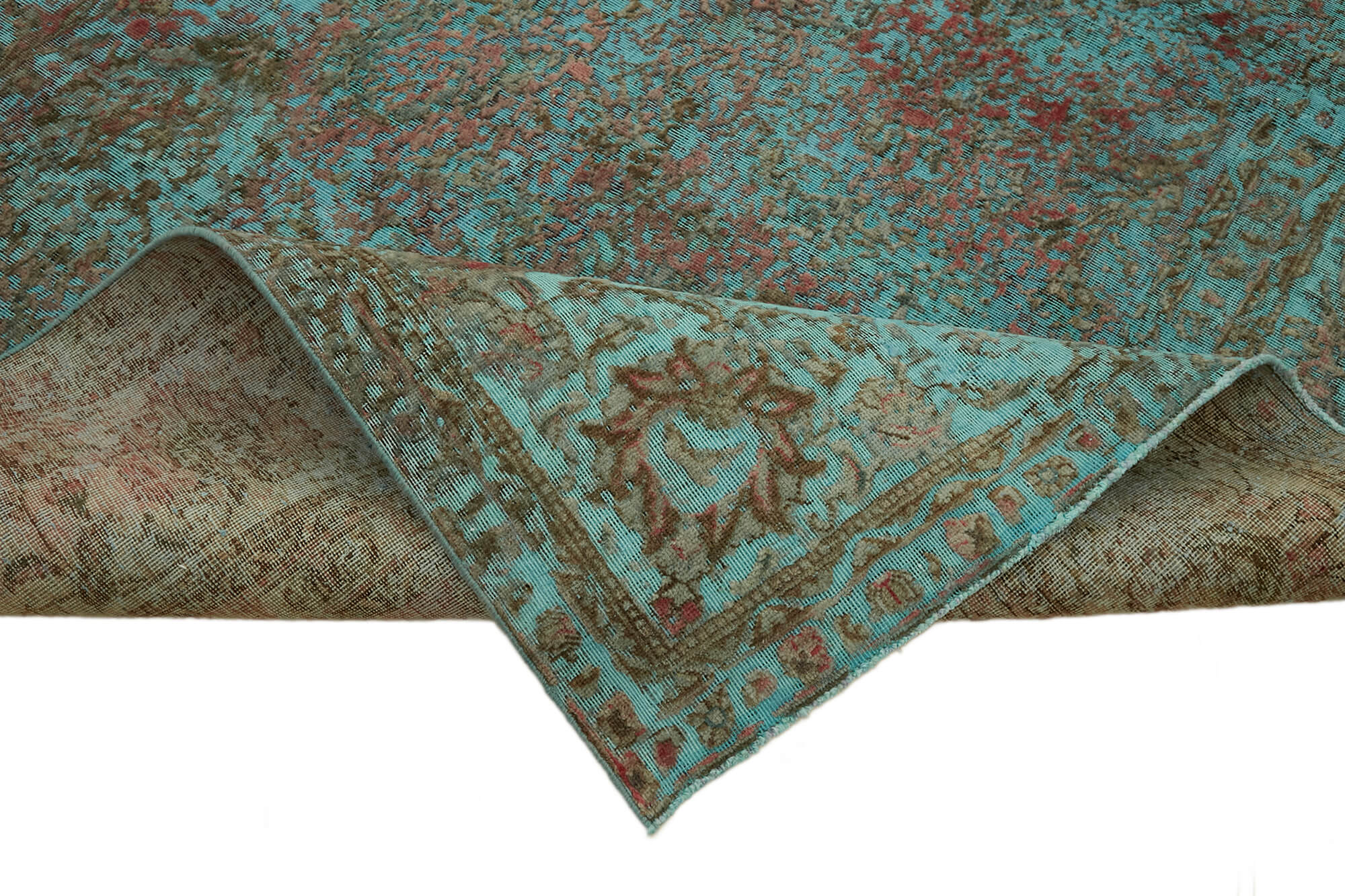 9 x 13 Turquoise Overdyed Large Area Rug - 7260