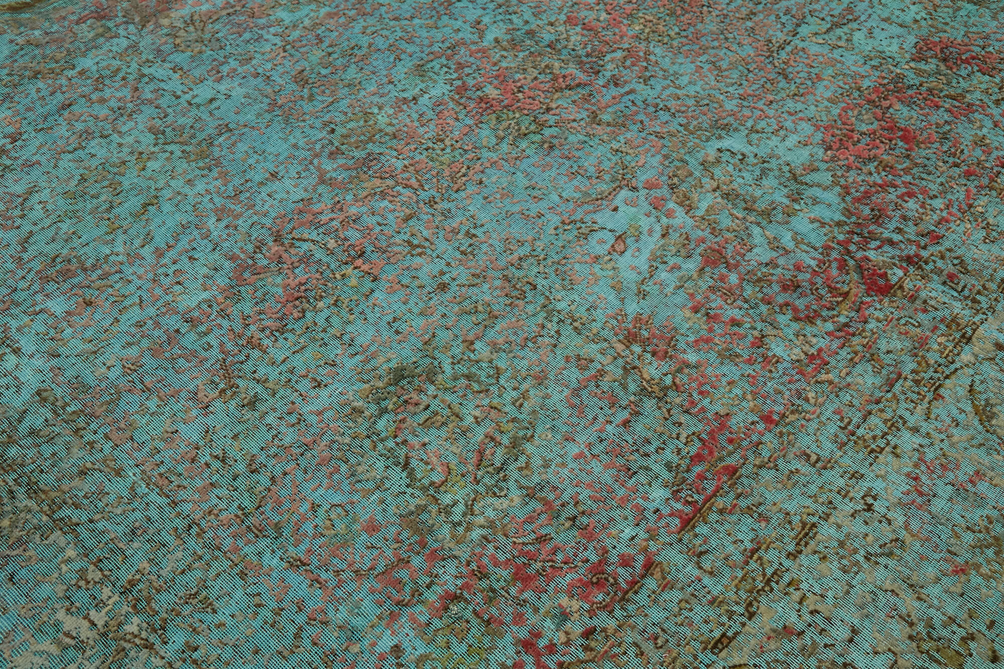 9 x 13 Turquoise Overdyed Large Area Rug - 7260