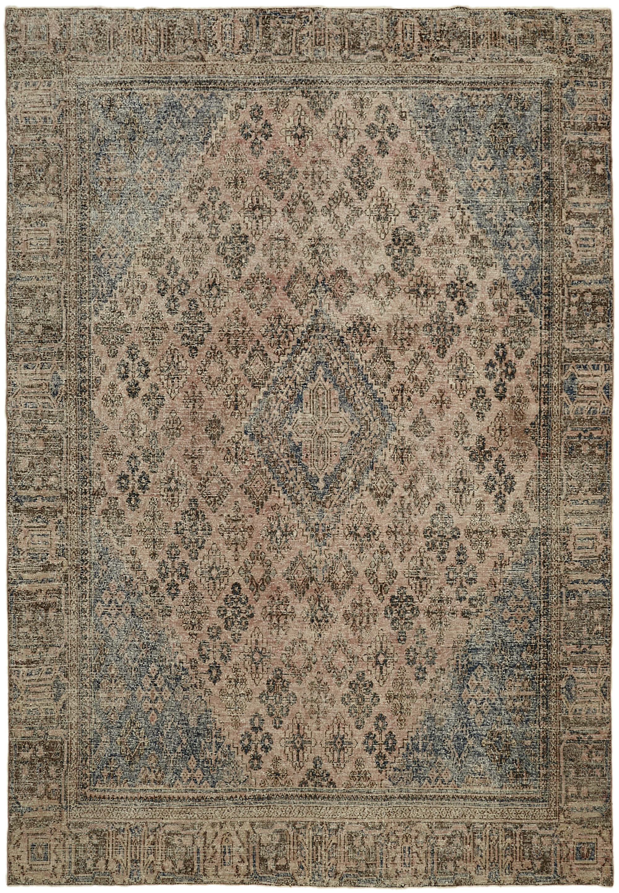 9 x 12 Beige Vintage Large Area Rug - 7261