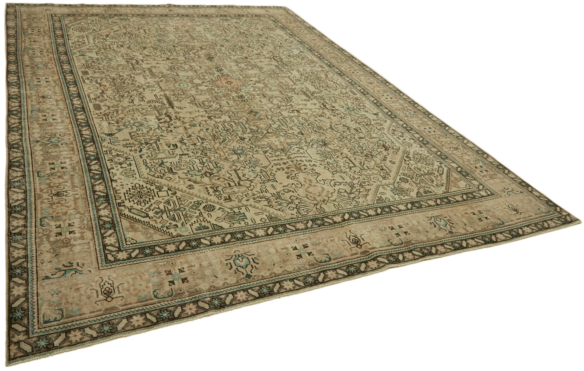 10 x 13 Beige Vintage Large Area Rug - 7262