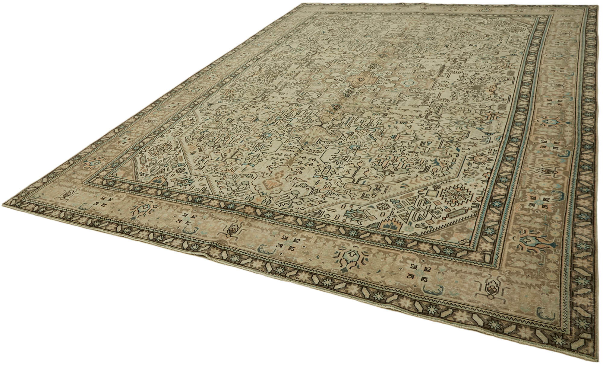 10 x 13 Beige Vintage Large Area Rug - 7262