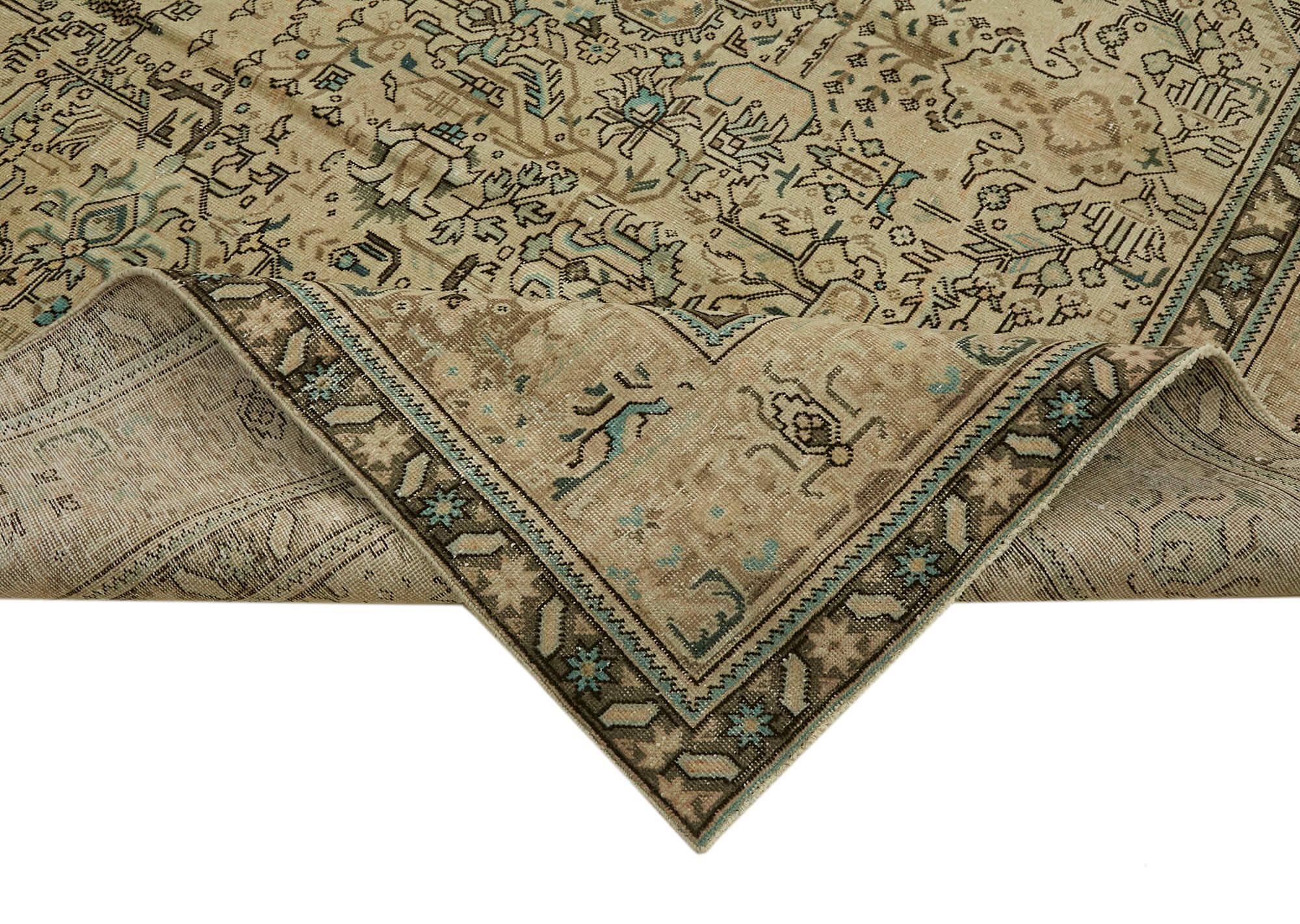 10 x 13 Beige Vintage Large Area Rug - 7262