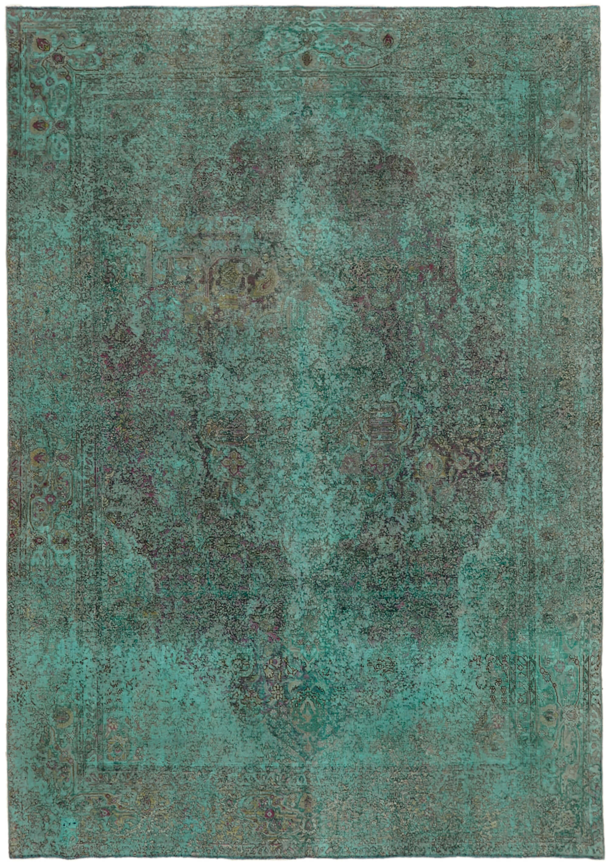 8 x 11 Turquoise Overdyed Large Area Rug - 7264