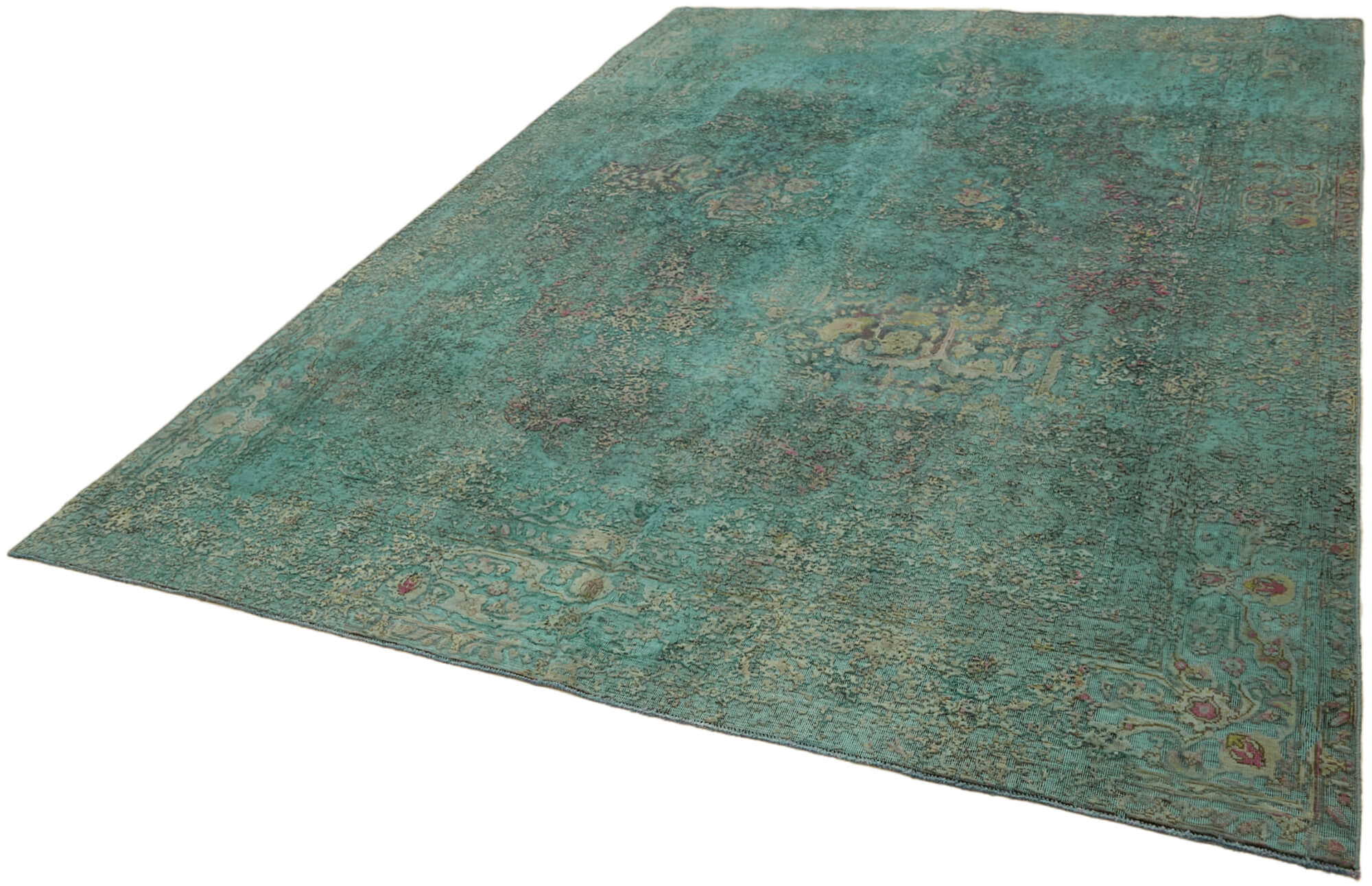 8 x 11 Turquoise Overdyed Large Area Rug - 7264