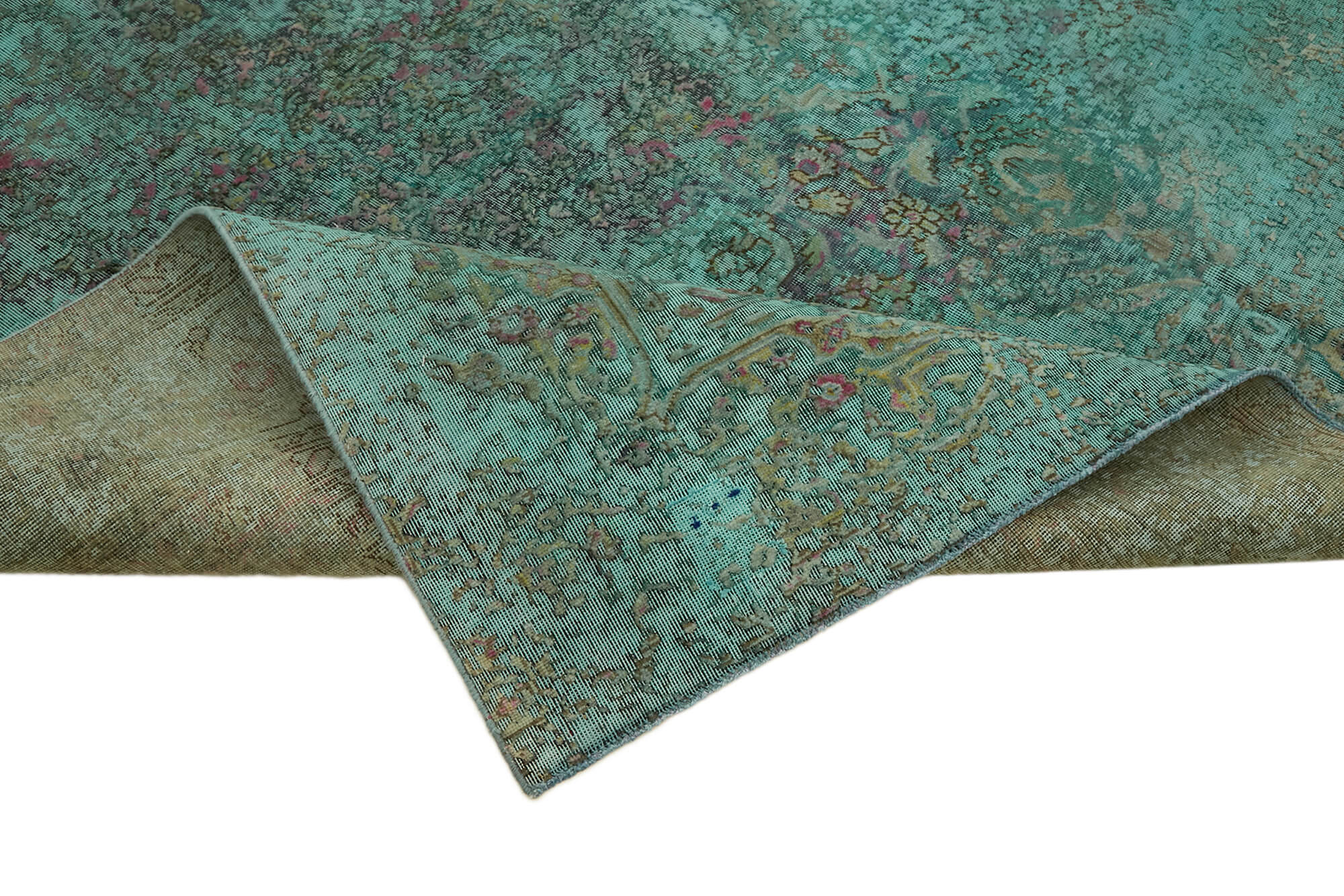 8 x 11 Turquoise Overdyed Large Area Rug - 7264