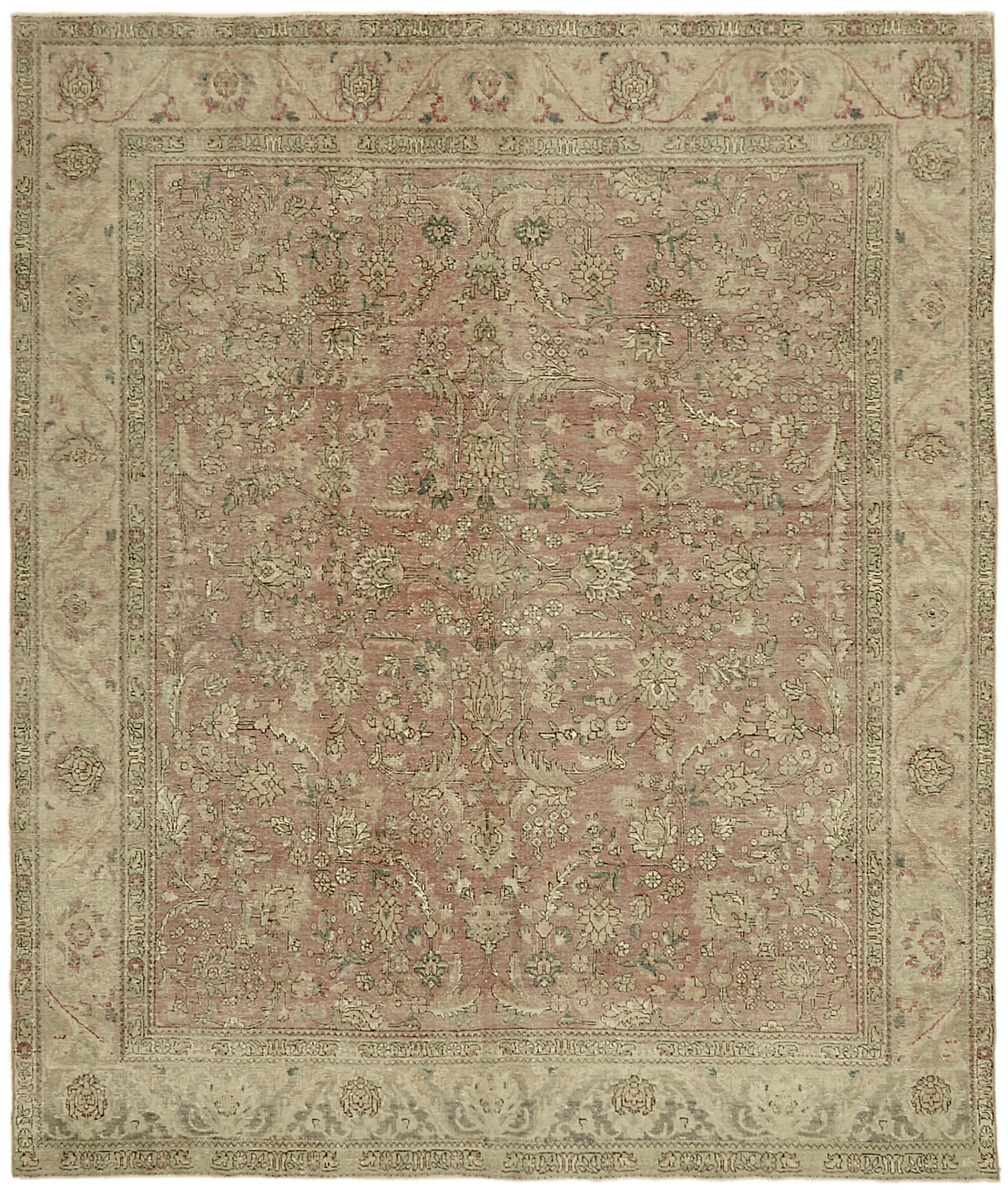 9 x 11 Beige Vintage Large Area Rug - 7277