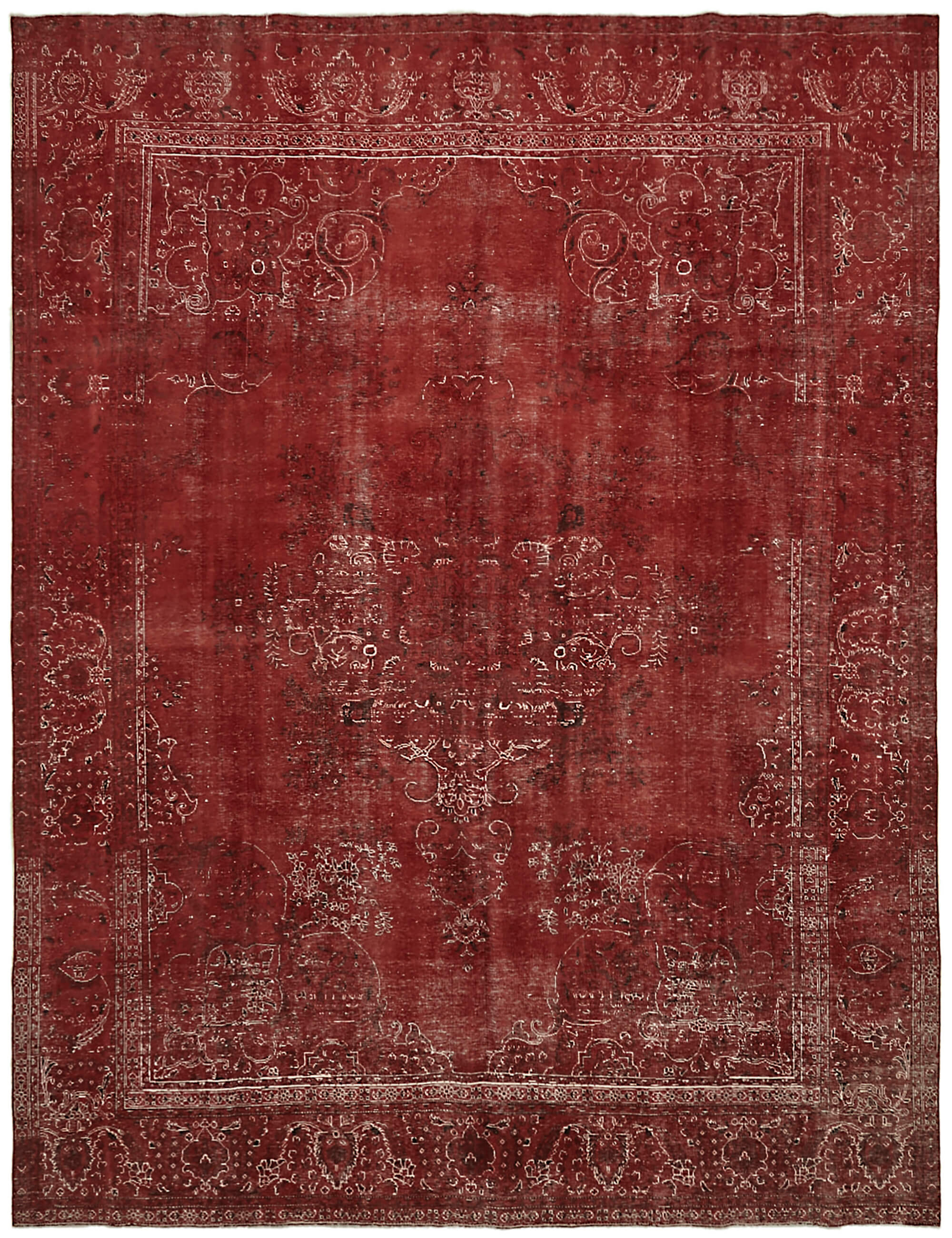 10 x 13 Red Overdyed Large Area Rug - 7278