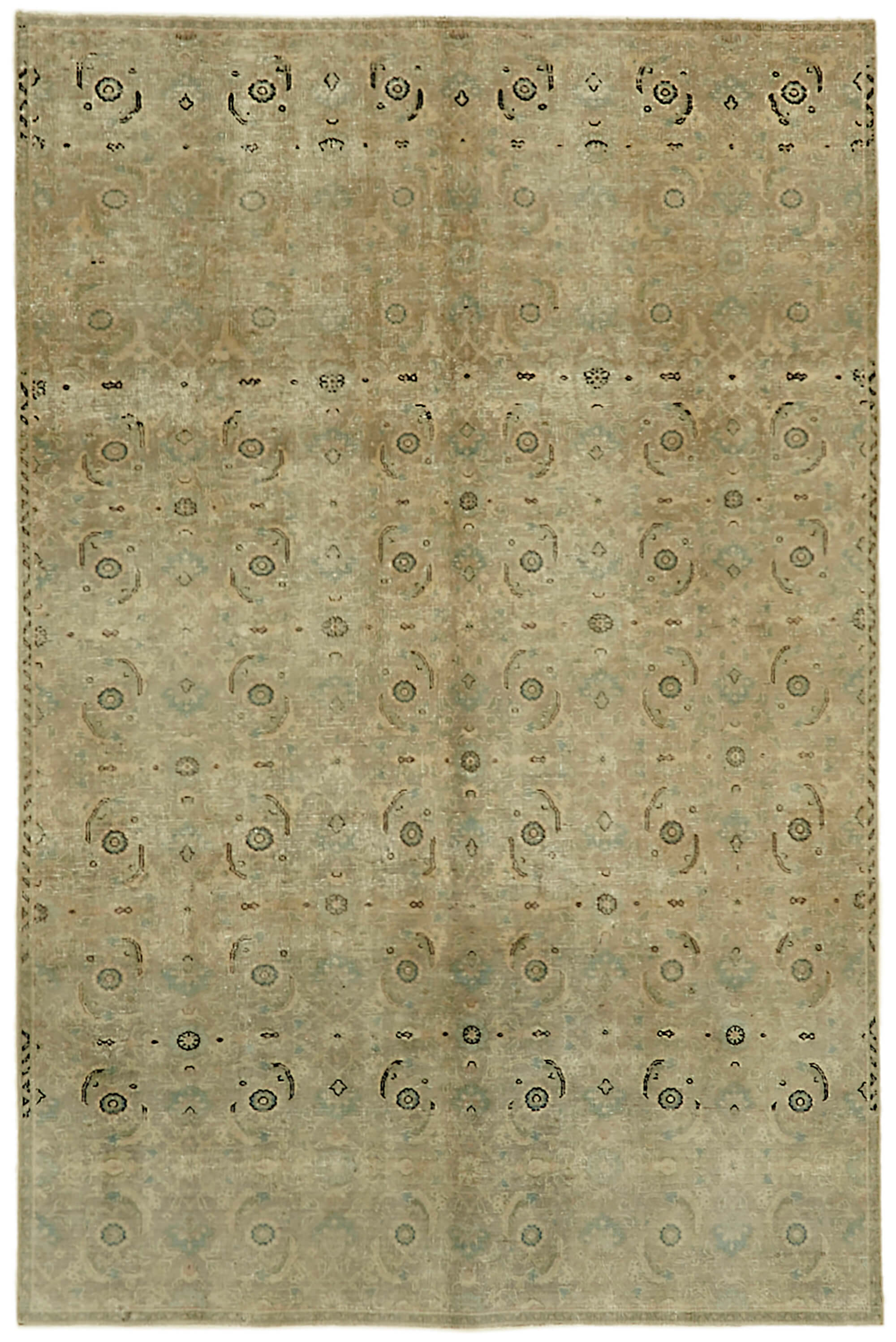 6 x 10 Beige Vintage Large Area Rug - 7281