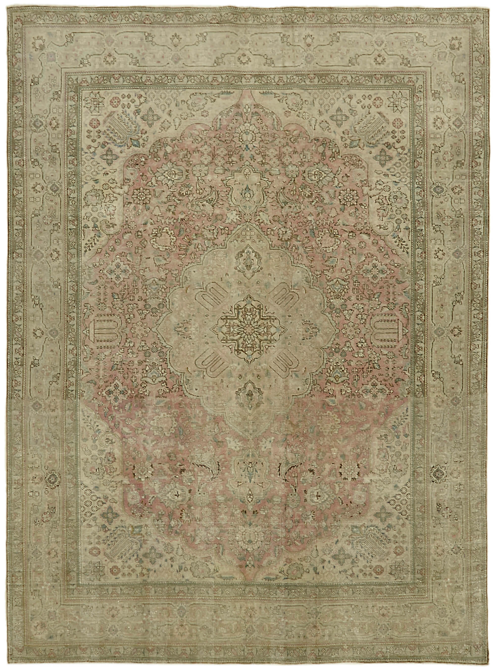 8 x 11 Beige Vintage Large Area Rug - 7284