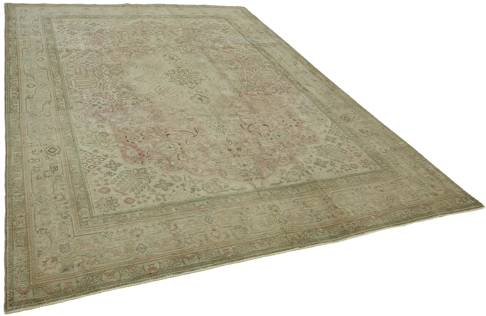 8 x 11 Beige Vintage Large Area Rug - 7284