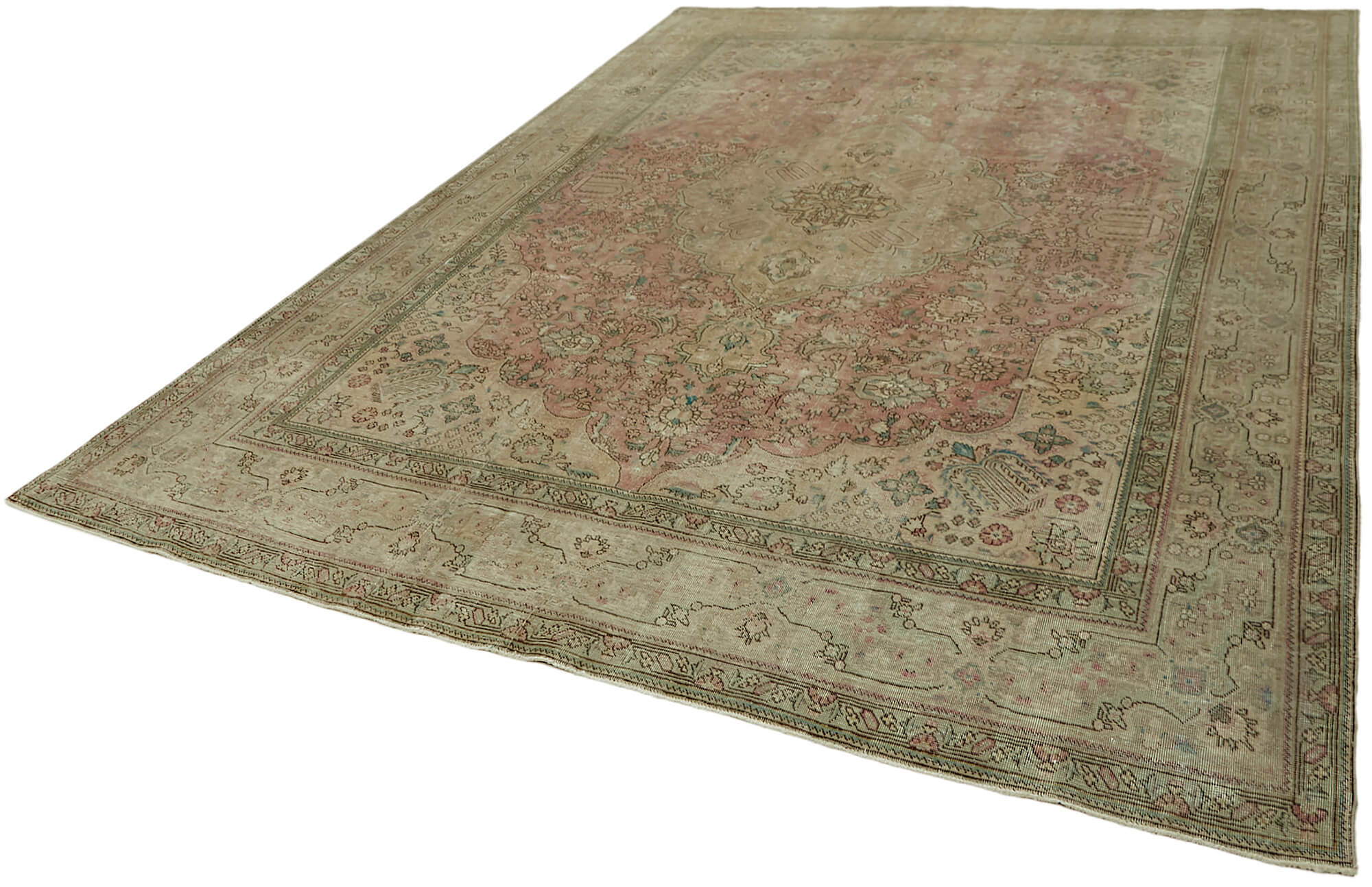 8 x 11 Beige Vintage Large Area Rug - 7284